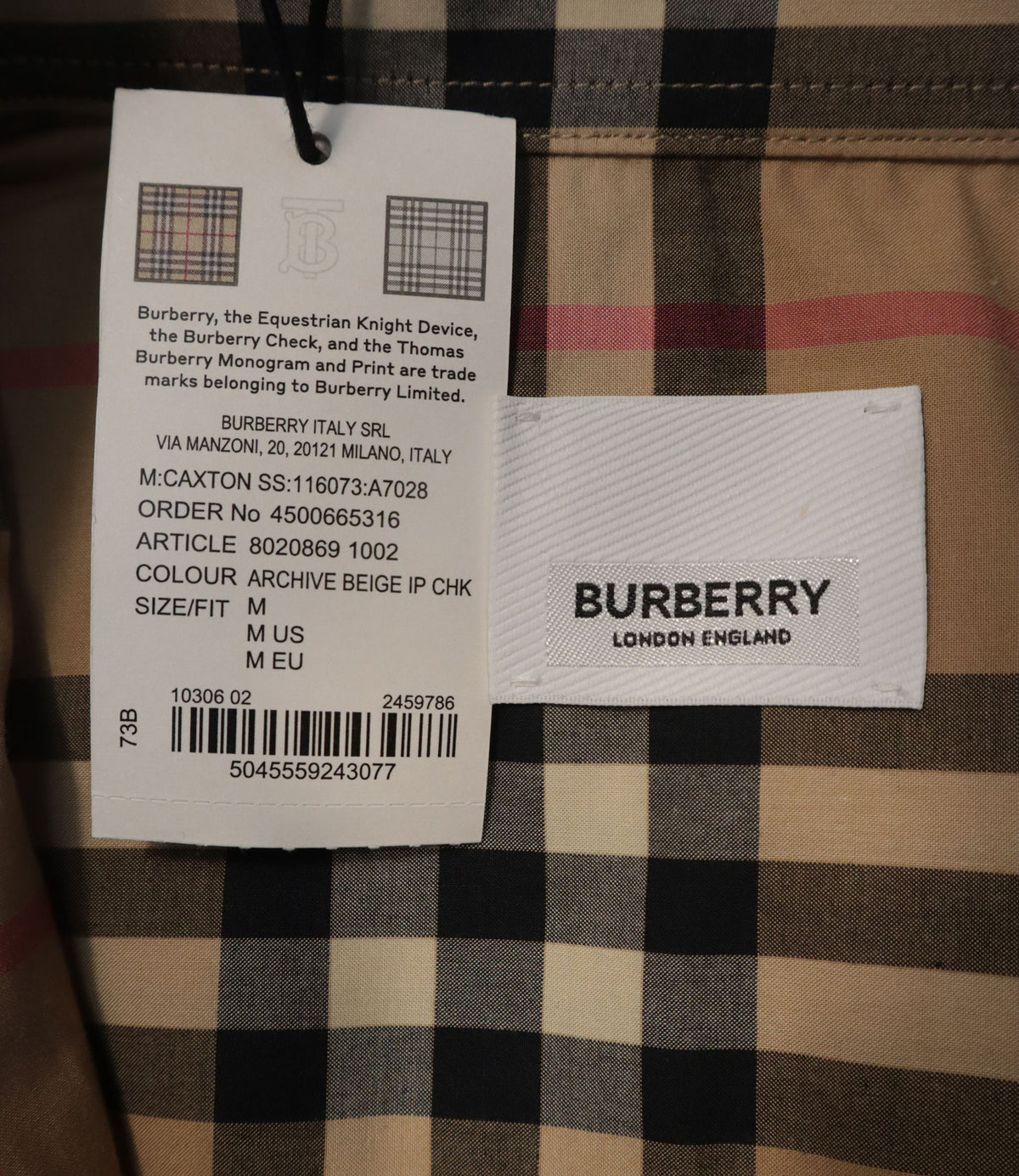 Burberry Hemd kariert beige Herren Größe M Luxus Designerhemd