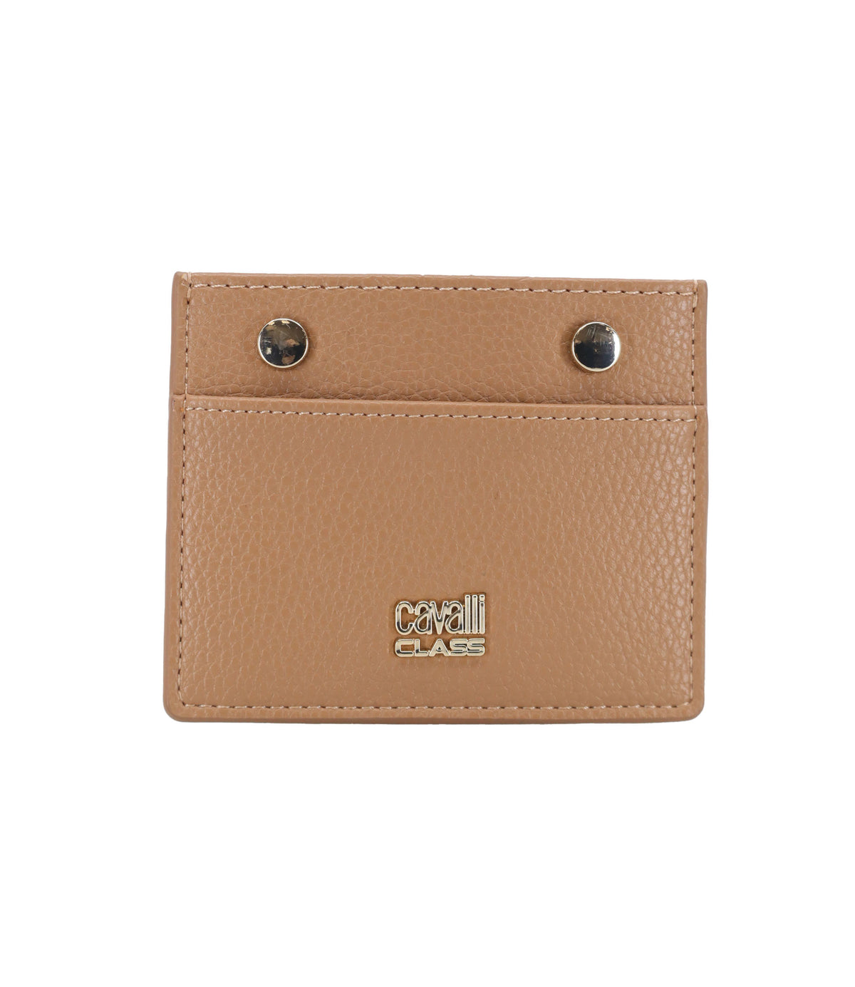 Cavalli Class Kartenetui aus beigem Leder mit Logo Detail