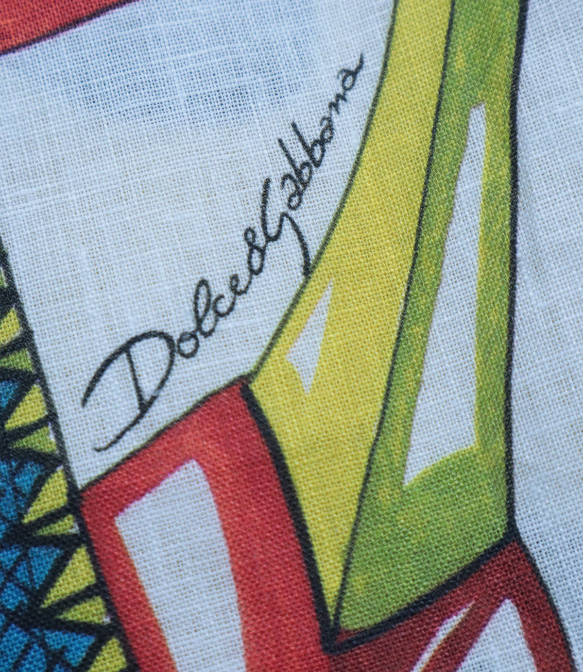 Dolce & Gabbana Leinenhemd multicolor mit kunstvollem Figurenprint Größe IT 37
