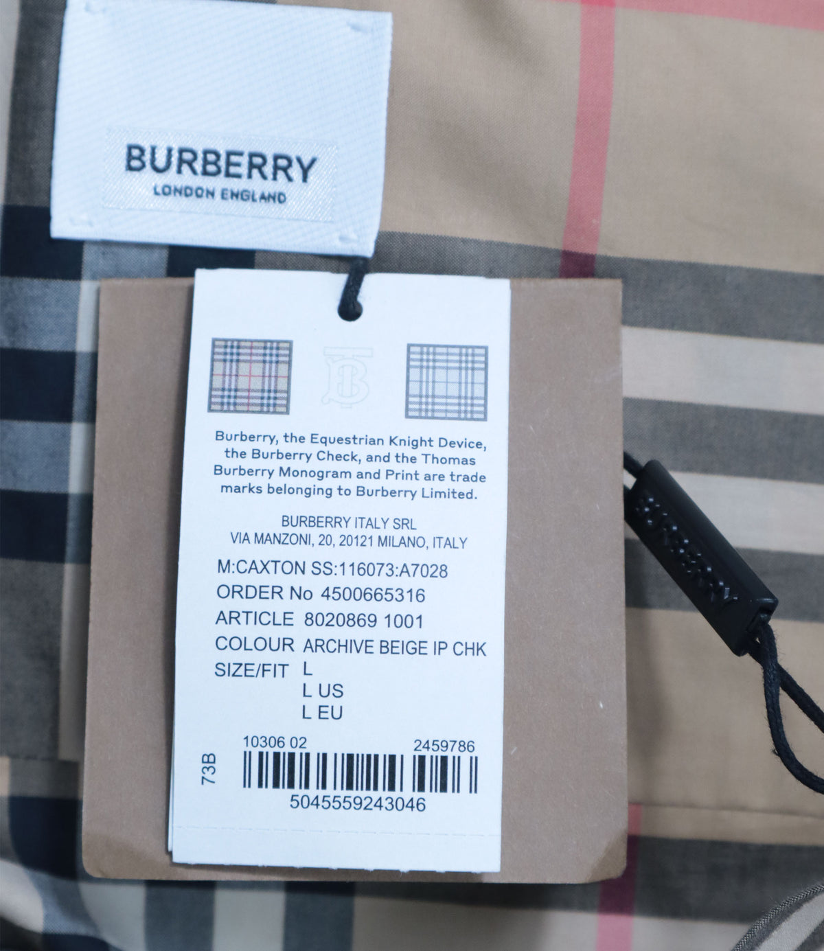 Burberry Kurzarmhemd in Archive Beige Check Muster Größe L