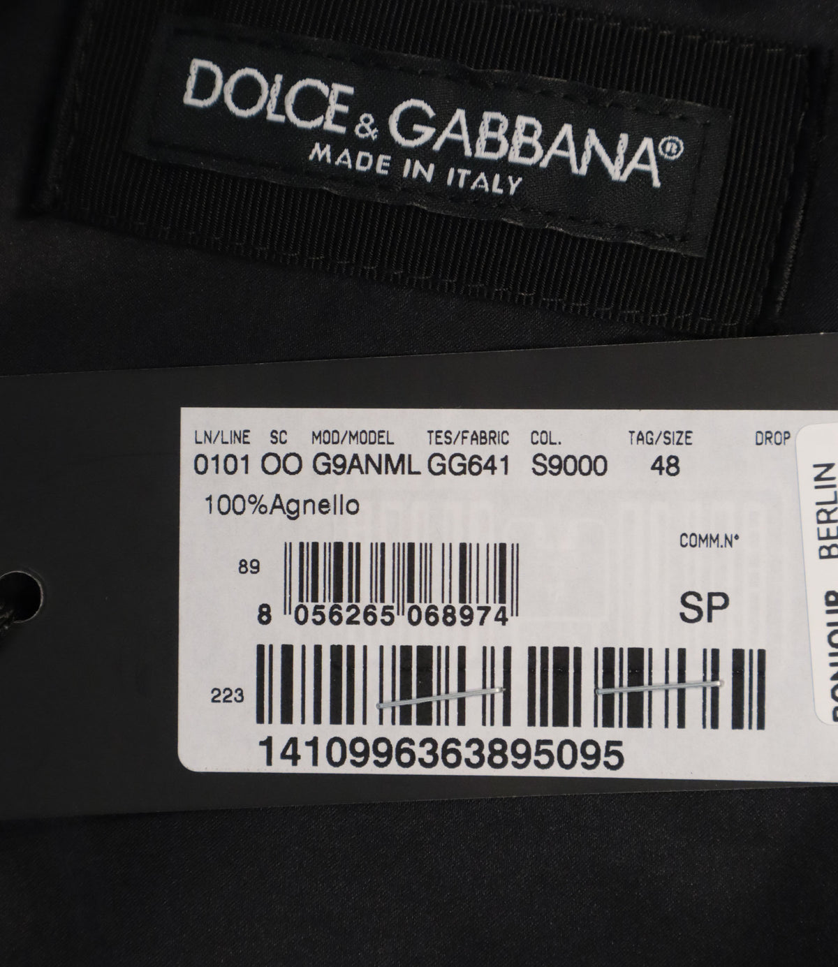 Dolce & Gabbana Lederjacke aus schwarzem Lammleder mit Color-Blocking in Cremeweiß und Cognacbraun Größe IT 48