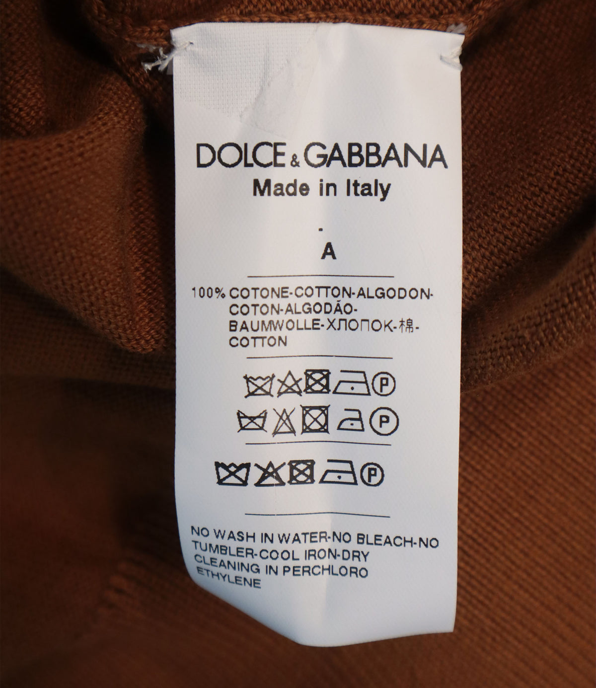 Dolce & Gabbana Strickshirt aus Baumwolle in Cognacbraun Größe 48 Made in Italy