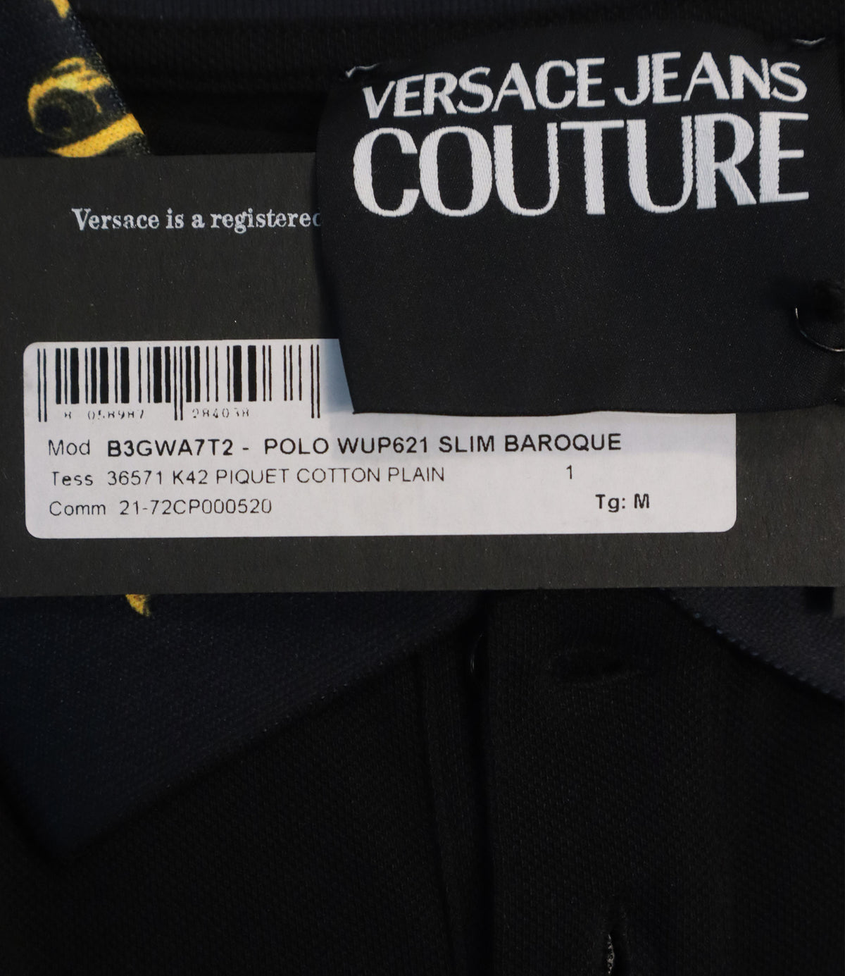 Versace Jeans Couture Poloshirt Schwarz Gold Größe M Herrenmode Luxus
