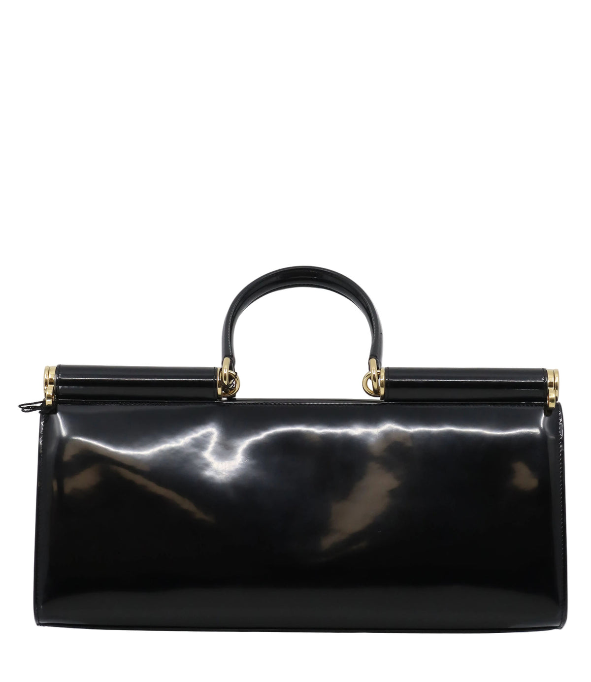 Dolce & Gabbana Clutch schwarz aus Lackleder mit goldener Logo-Plakette