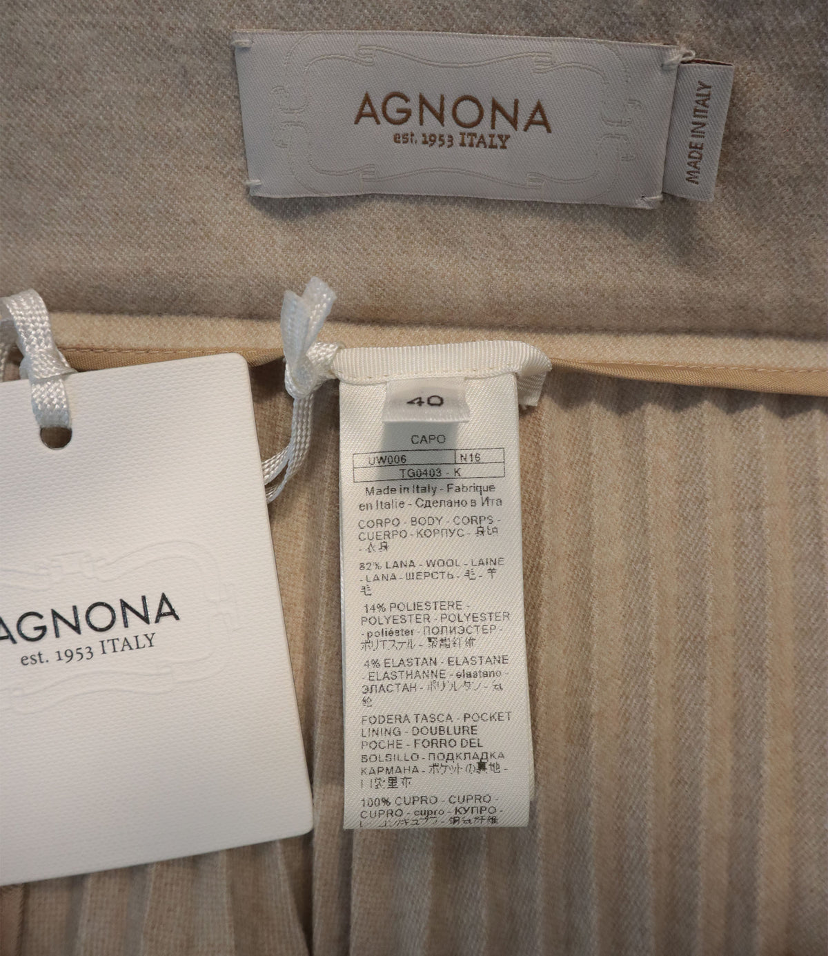 Agnona Rock beige aus Wolle Größe IT40 mit Plissee-Design