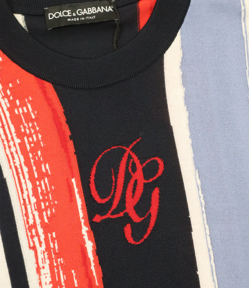 Dolce & Gabbana T-Shirt mehrfarbig Streifen Größe 50 Designer Herren