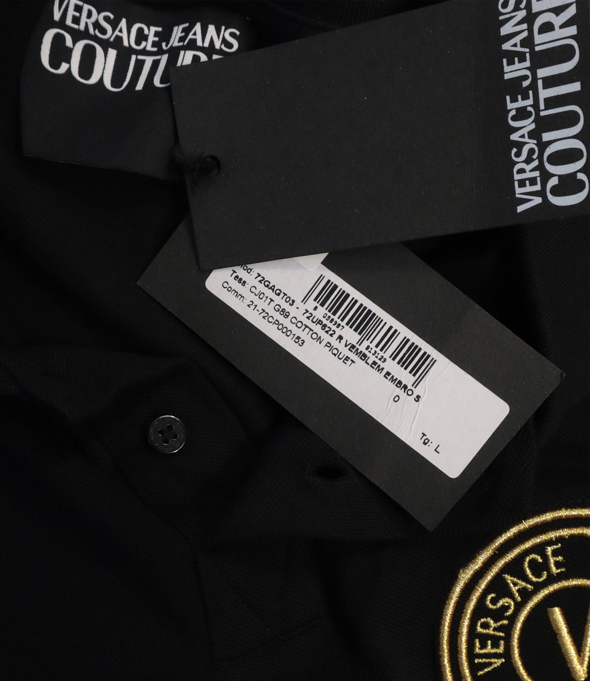 Versace Jeans Couture Poloshirt schwarz mit goldfarbenem Logo Größe L