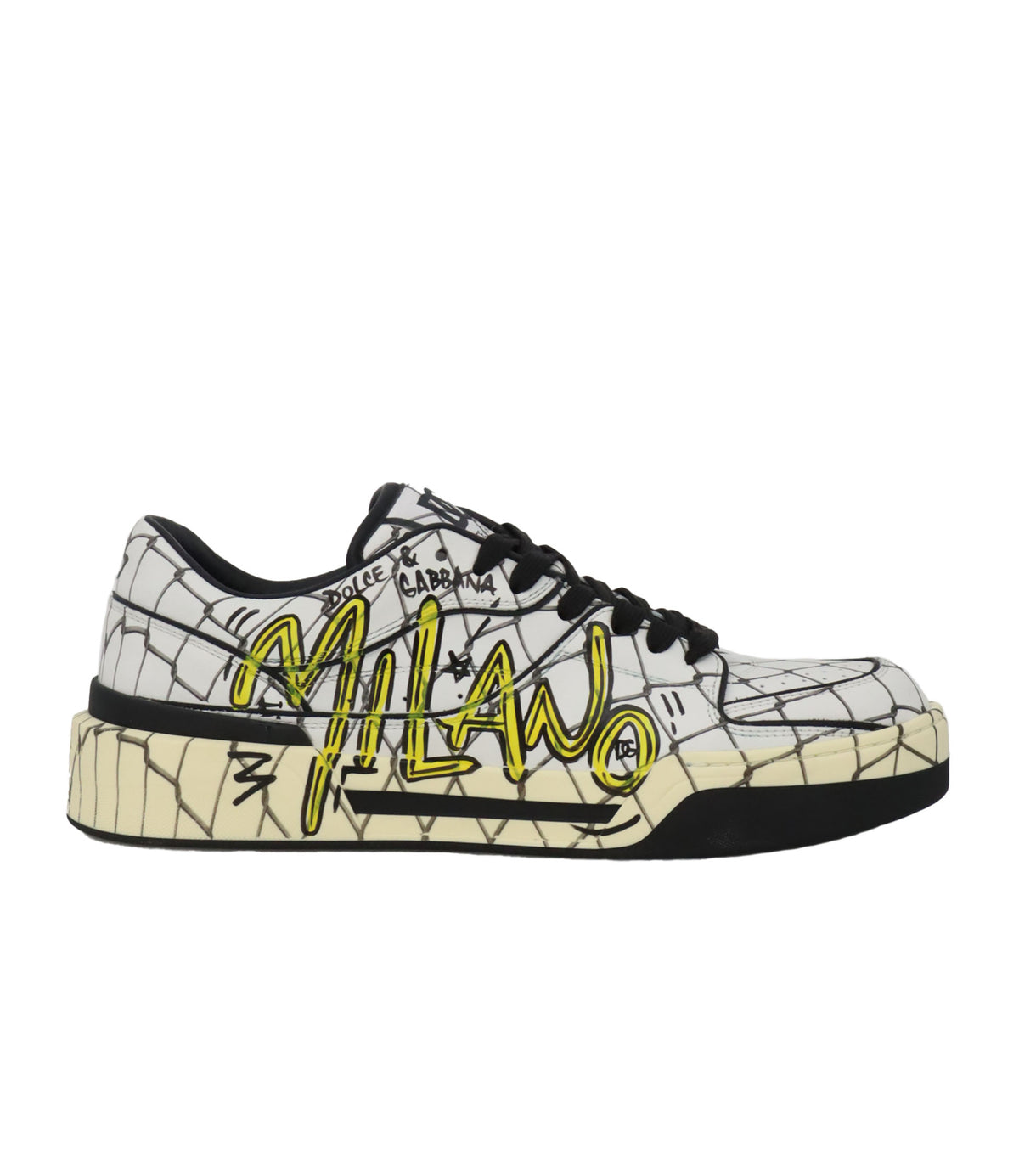 Dolce & Gabbana Sneaker weiß graffiti gelb Größe 45