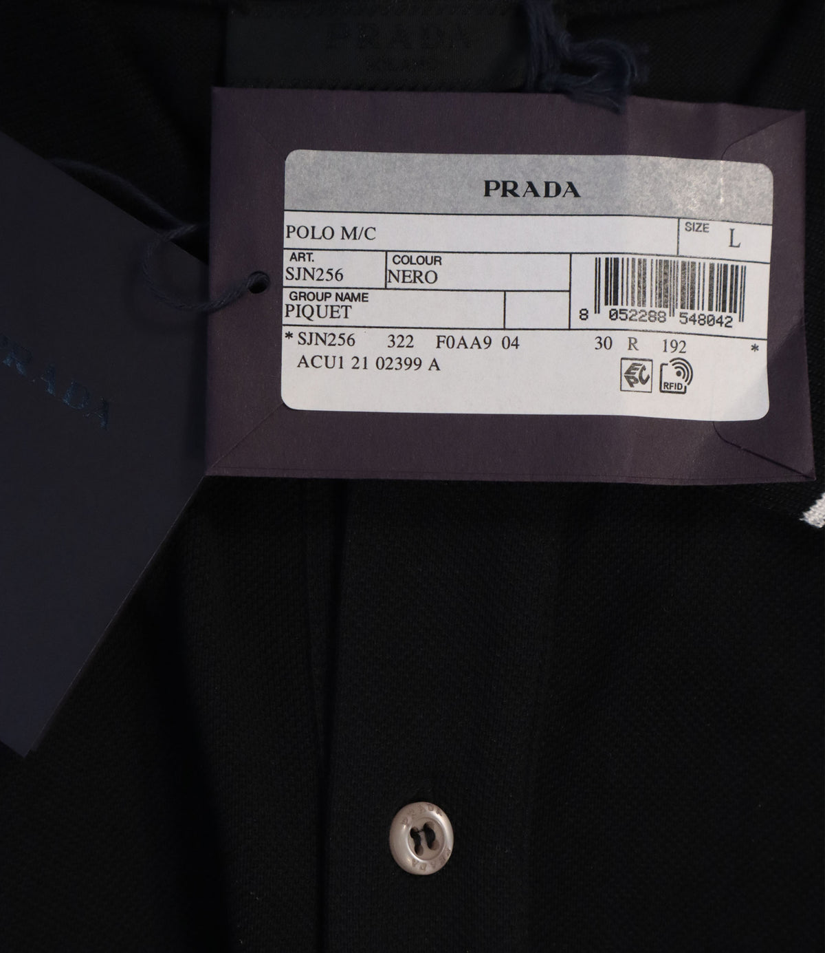 Prada Poloshirt schwarz Größe L mit Logo und Kontrastdetails