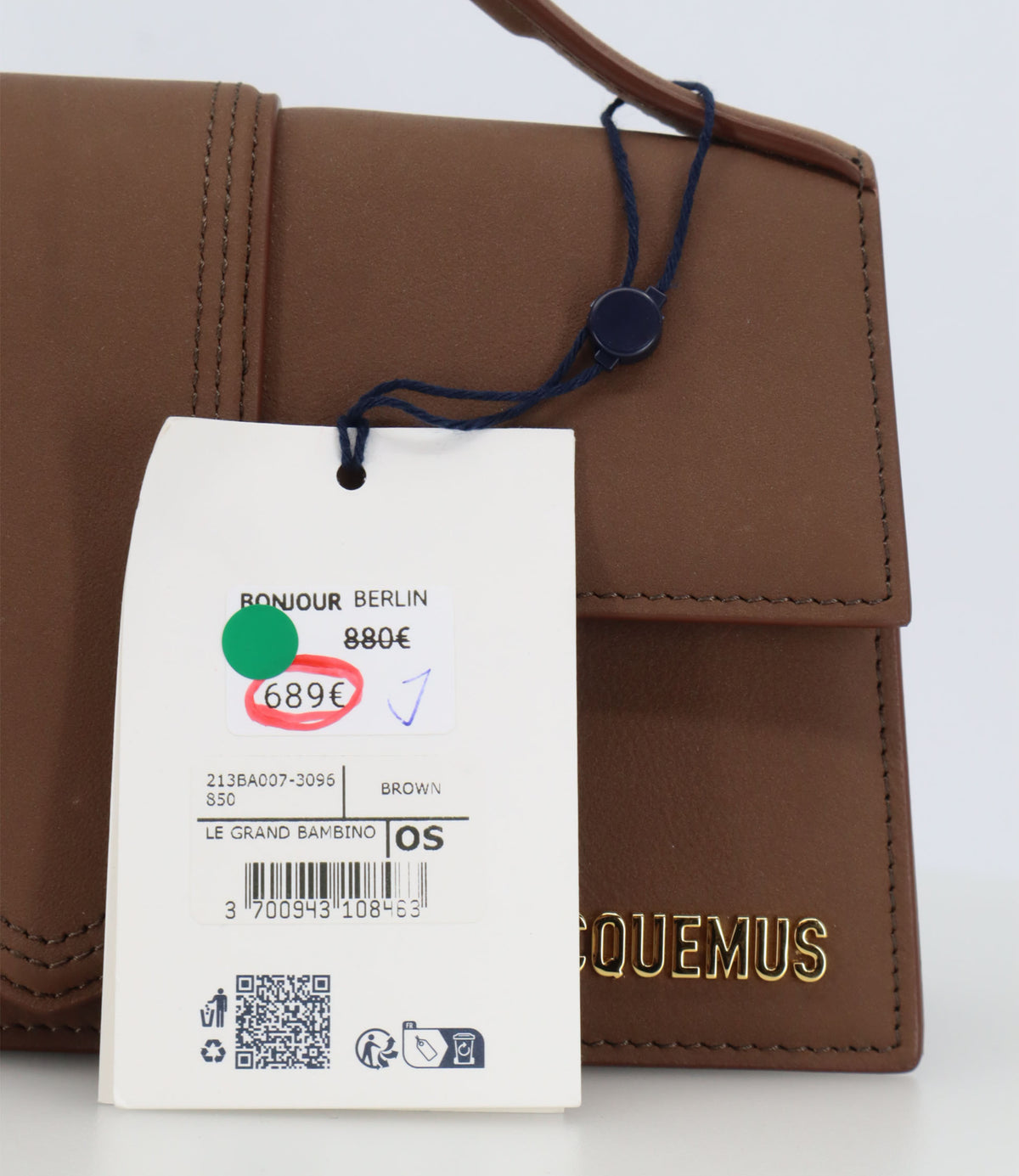 Jacquemus Handtasche Braun aus Leder mit Henkel und Logo vorne Designer Tasche