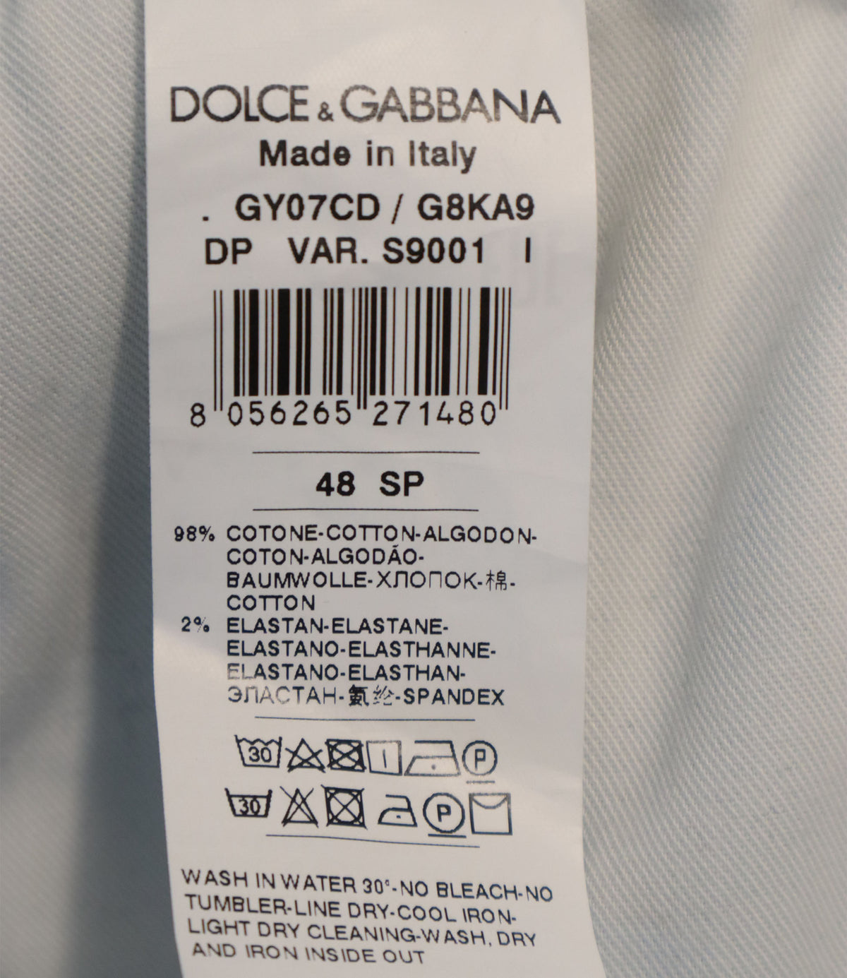 Dolce & Gabbana Slim Fit Jeans Blau IT 48 aus Baumwoll-Denim mit Used-Waschung und Logo-Details.