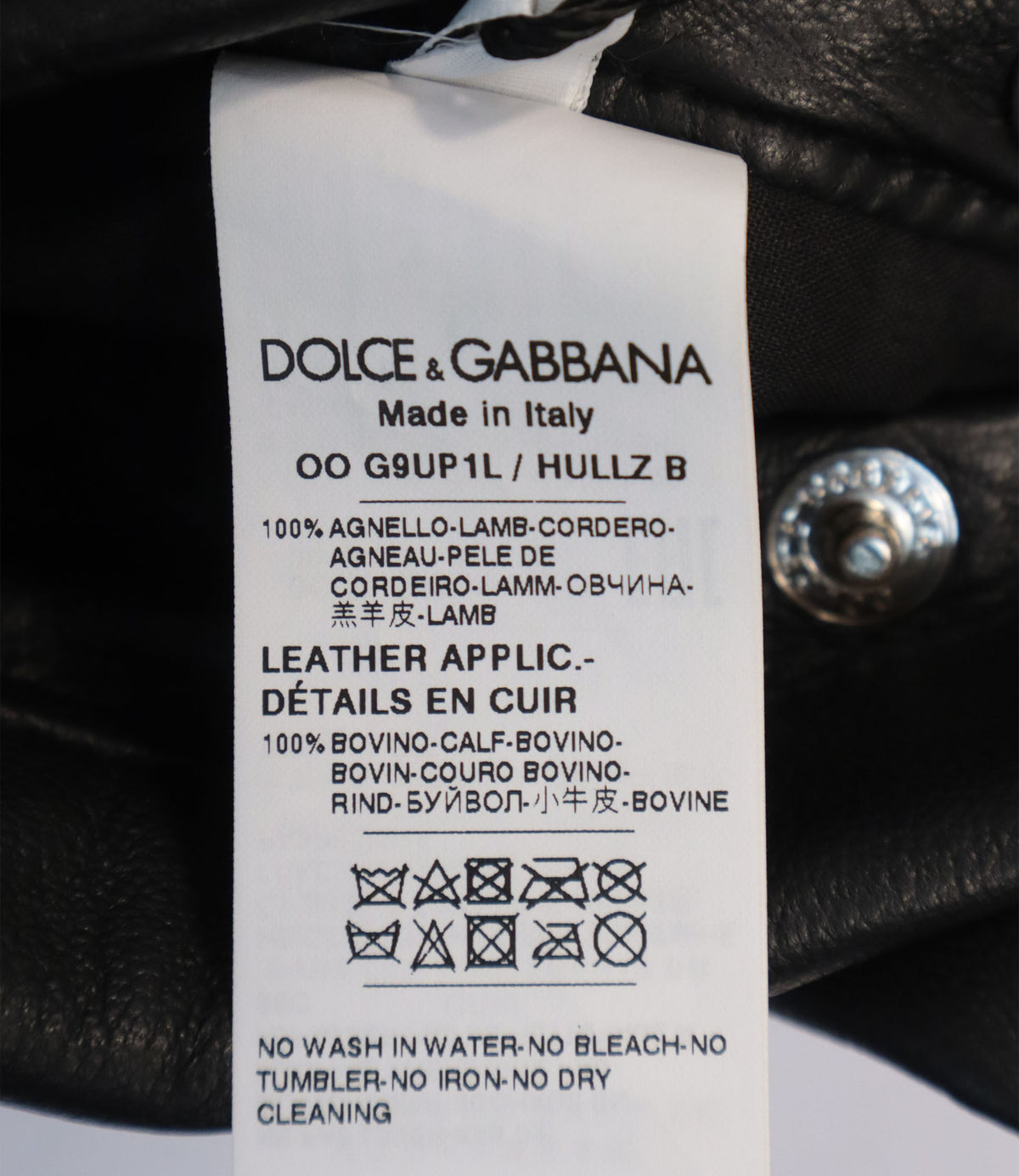 Dolce & Gabbana Lederjacke aus schwarzem Lammleder Größe 46 im Sale