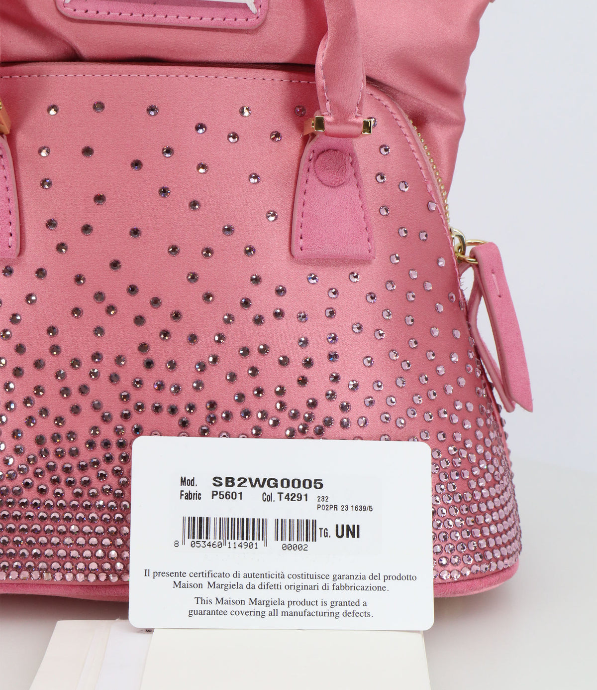 Maison Margiela Handtasche rosa mit Strasssteinen und Lederdesign