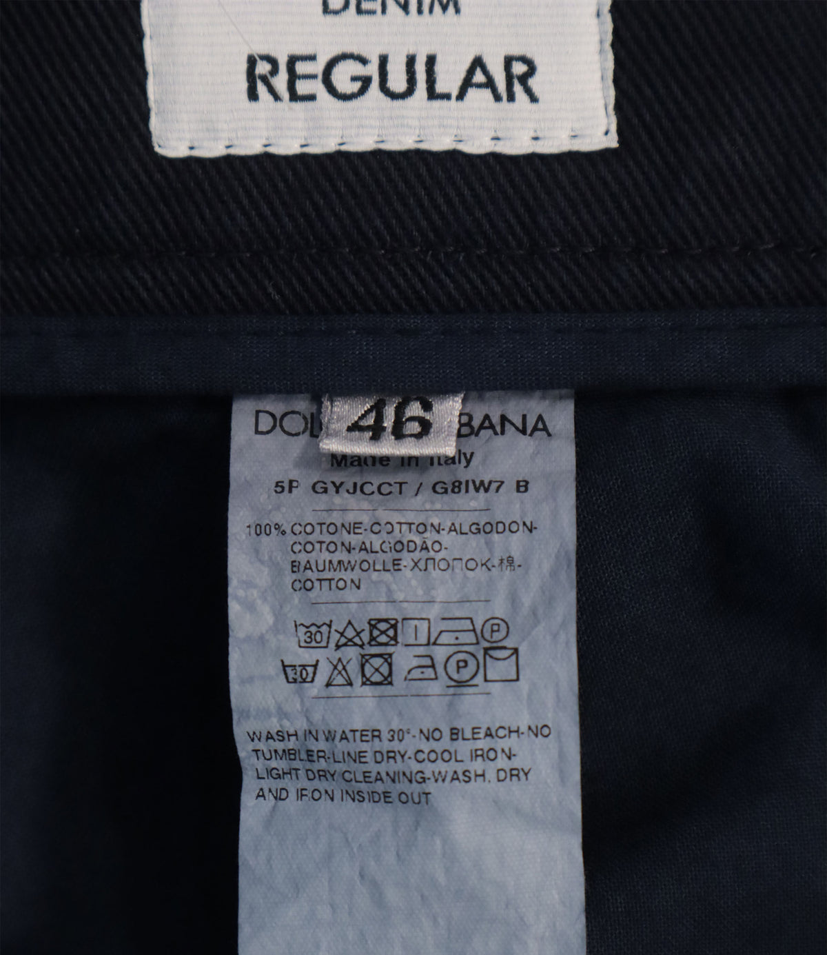 Dolce & Gabbana Hose Größe IT 46 aus 100 % Baumwolle in Navy Blau Regular Fit Made in Italy