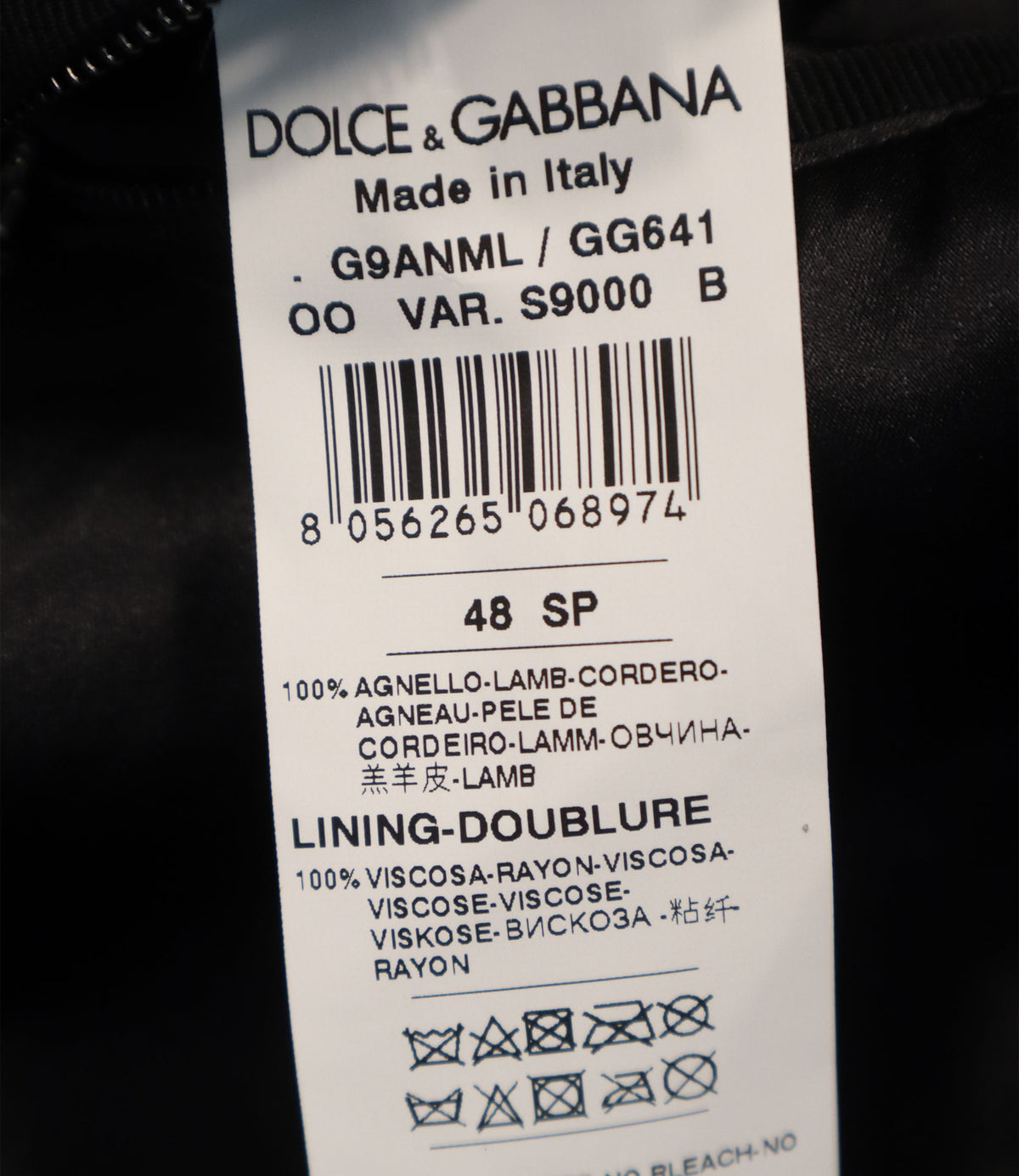 Dolce & Gabbana Lederjacke aus schwarzem Lammleder mit Color-Blocking in Cremeweiß und Cognacbraun Größe IT 48