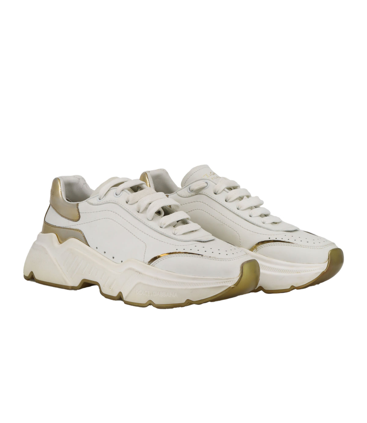 Dolce & Gabbana Sneaker in Weiß und Gold Größe 38,5