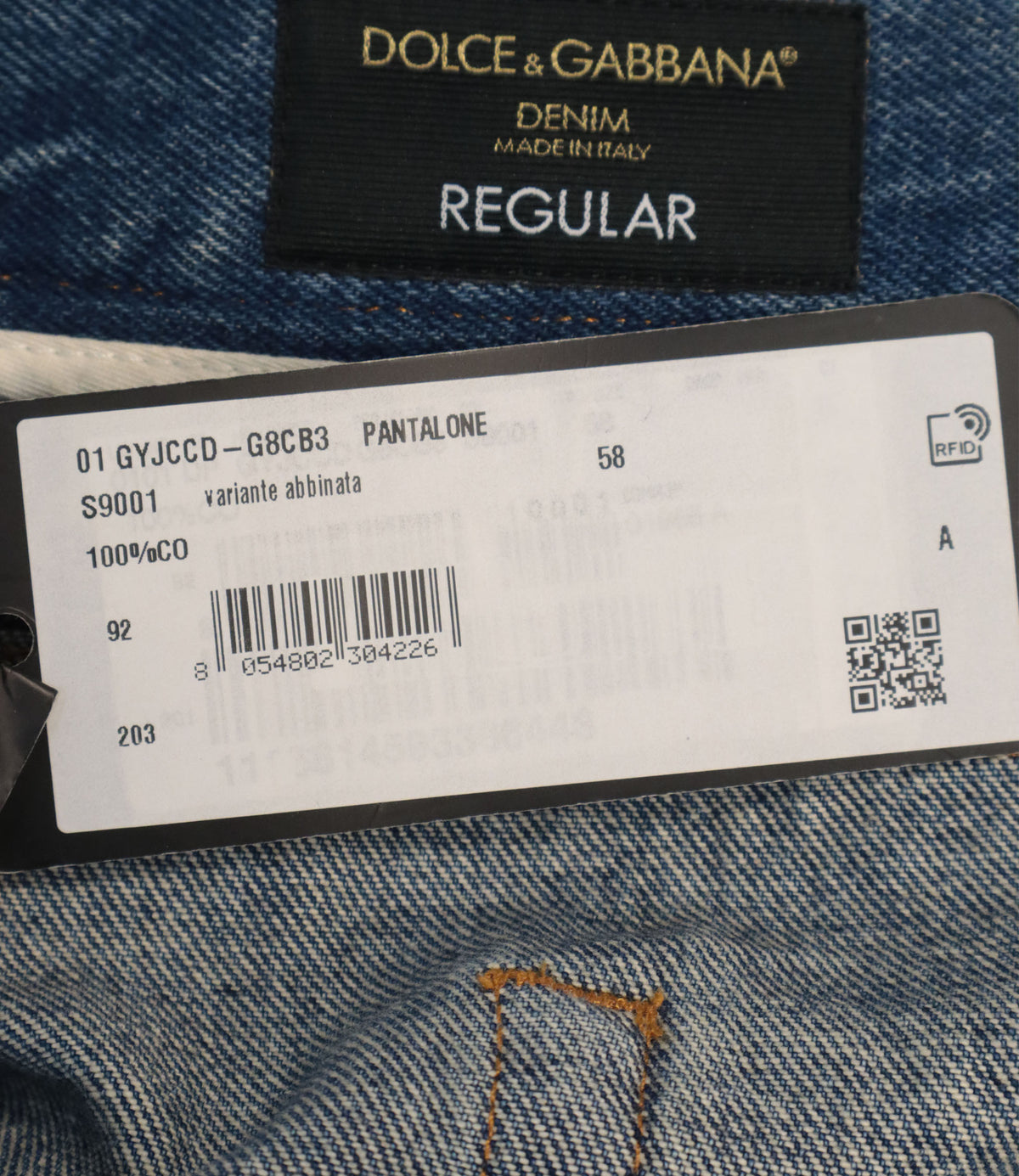 Dolce & Gabbana Herren Jeans Blau Regular Fit IT 58 aus Baumwolle Made in Italy