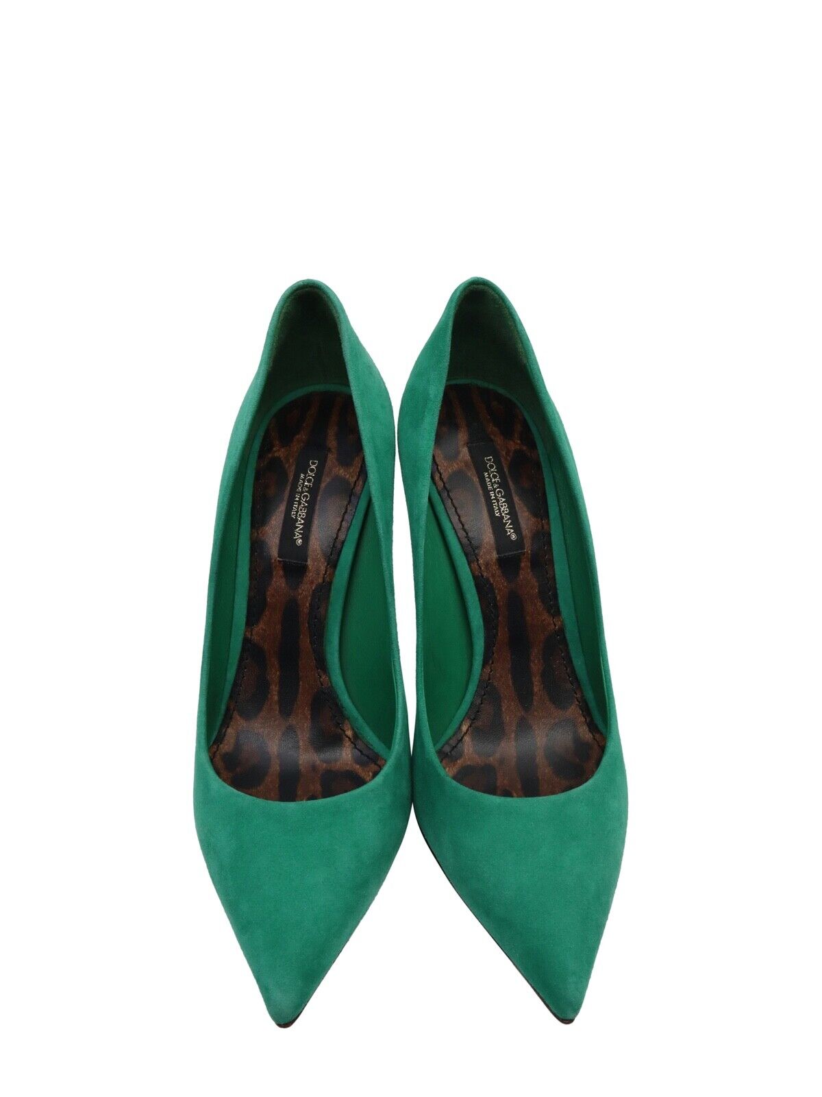 Dolce & Gabbana High Heels Größe 36,5 aus grünem Veloursleder mit spitzer Form und Stiletto-Absatz