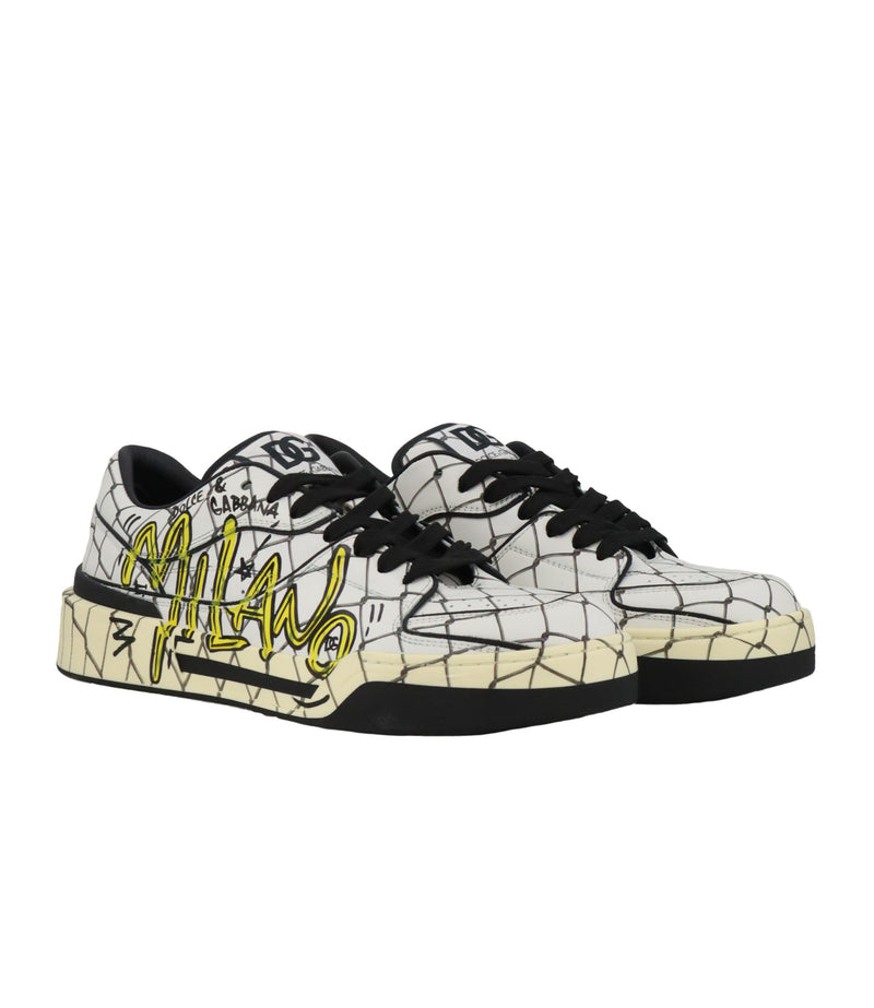 Dolce & Gabbana Sneaker weiß graffiti gelb Größe 45