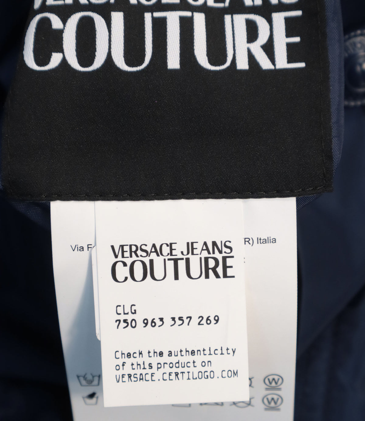 Versace Jeans Couture Bomberjacke Größe 50 in Dunkelblau mit barockem Wendedesign