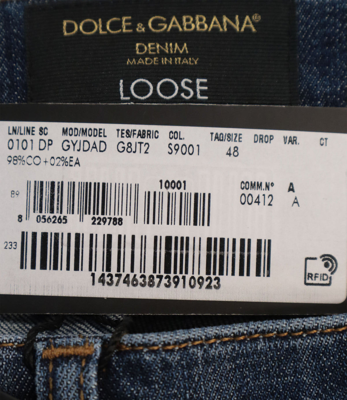 Dolce & Gabbana Jeans Größe 48 aus blauem Denim im Loose Fit mit Used-Waschung Made in Italy.