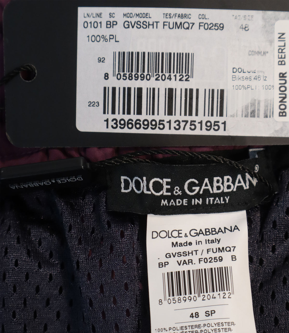 Dolce & Gabbana Badeshorts Größe 48 in Mauve aus Polyester Made in Italy mit Cargo-Taschen und Logo-Detail.