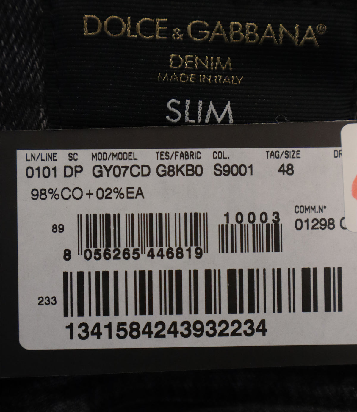 Dolce & Gabbana Jeans Größe 48 Schwarz Slim Fit Made in Italy mit Logo-Patch und Used-Waschung.