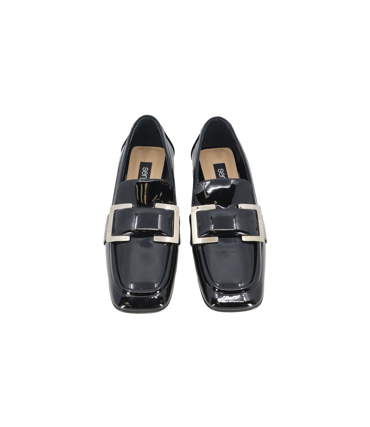 Sergio Rossi Loafer aus schwarzem Lackleder mit Metallschließe Größe 37