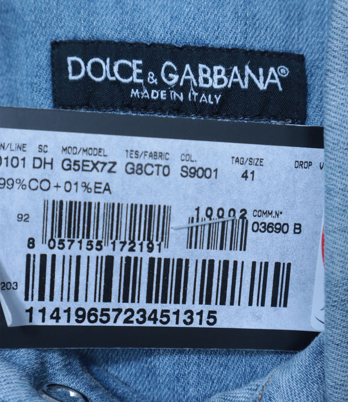 Dolce & Gabbana Jeanshemd hellblau Größe IT 41 mit Wappenstickerei aus Denim