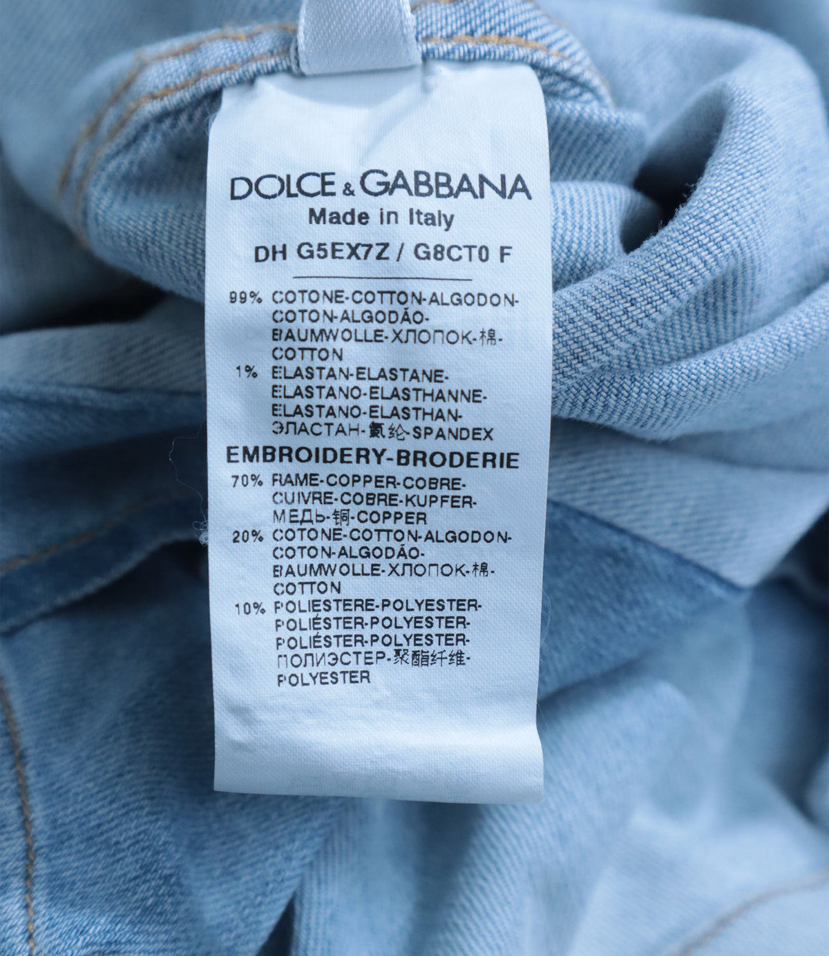 Dolce & Gabbana Jeanshemd hellblau Größe IT 41 mit Wappenstickerei aus Denim