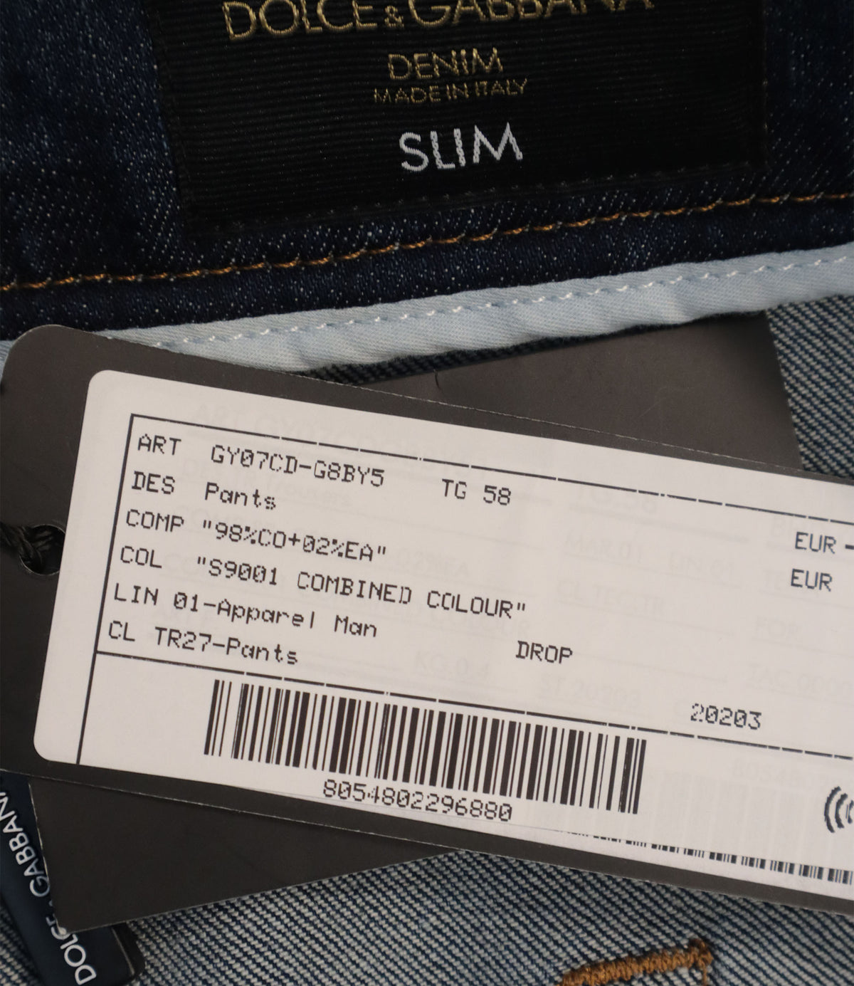 Dolce & Gabbana Slim Fit Herrenjeans blau IT 58 Made in Italy