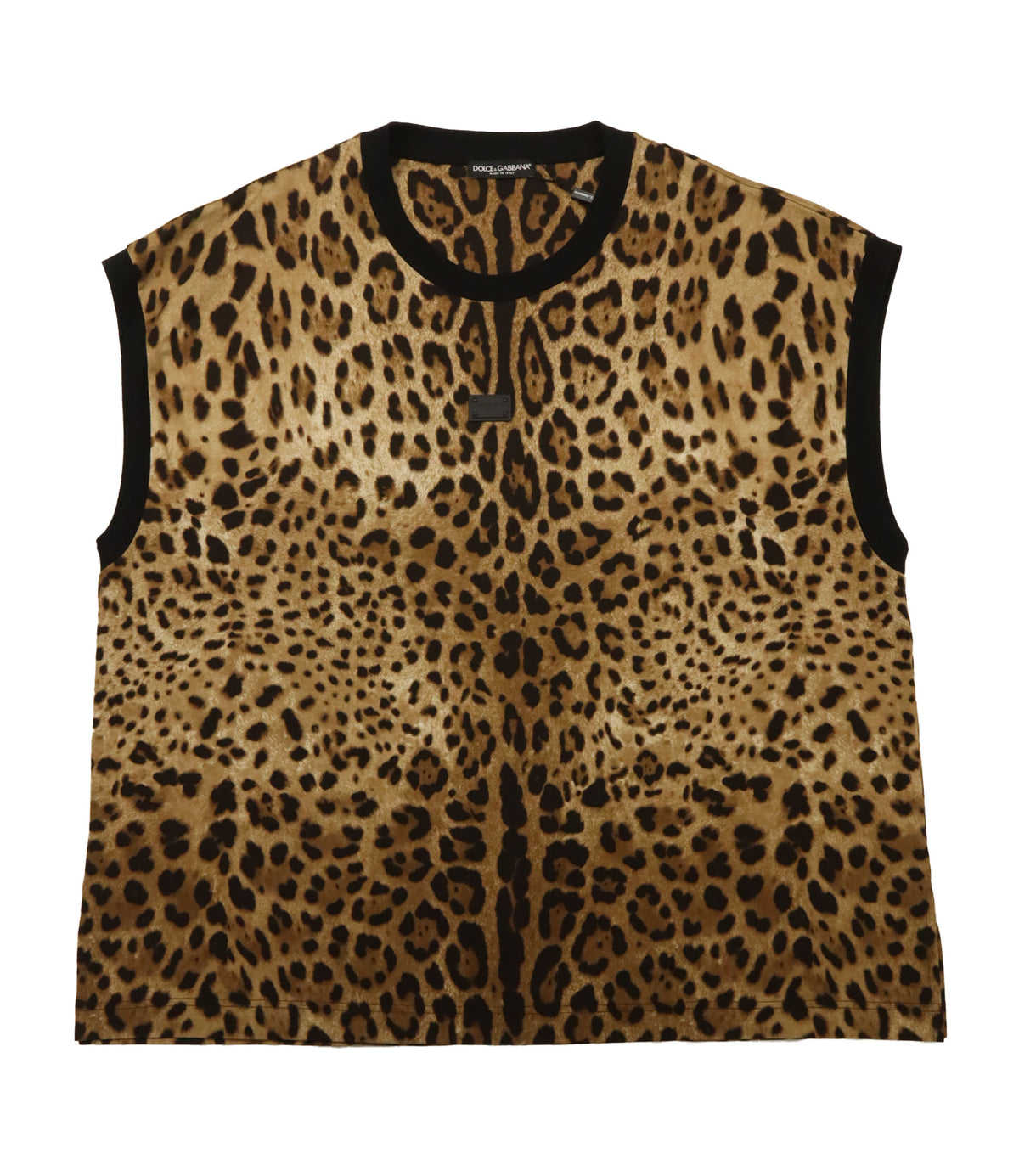 Dolce & Gabbana Top Leopard Muster Größe 48 ärmellos Designer Kleidung