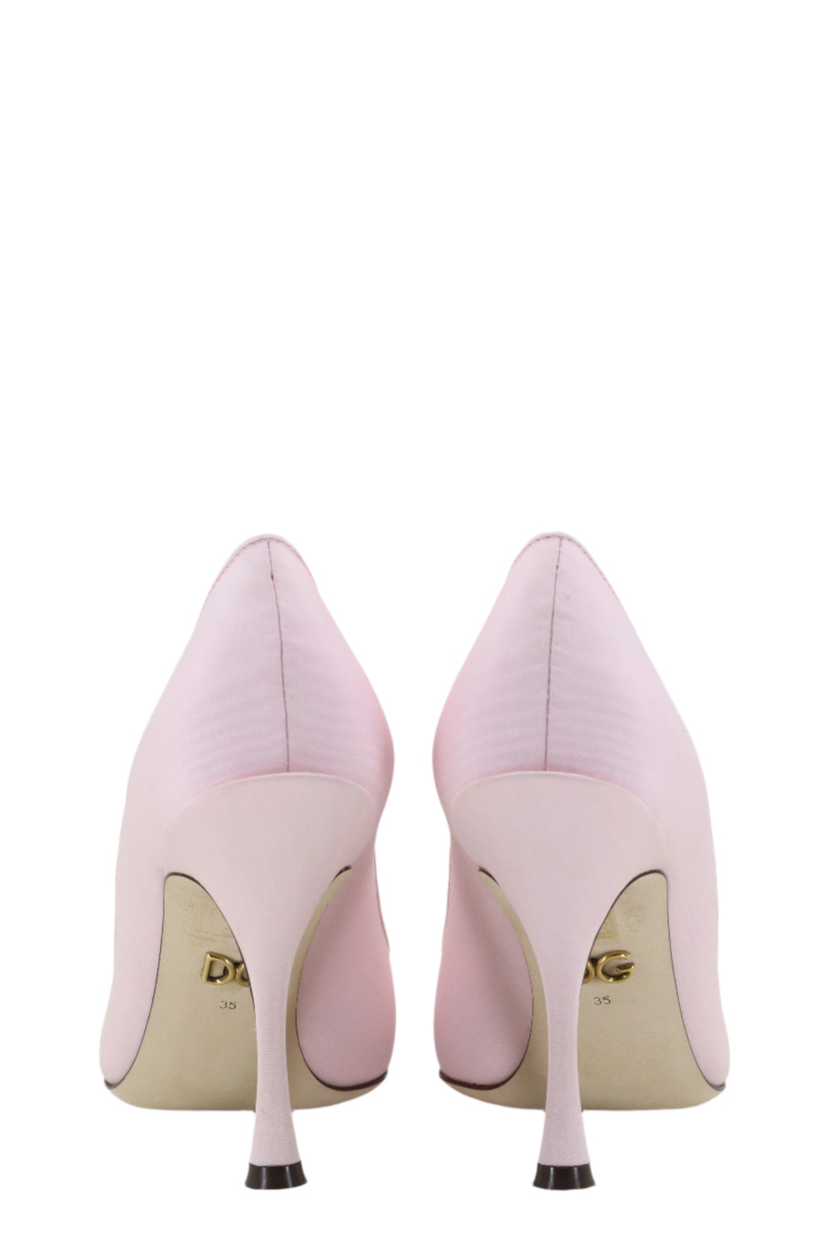 Rosa Dolce & Gabbana Pumps mit goldfarbener Herzapplikation und geschwungenem Absatz