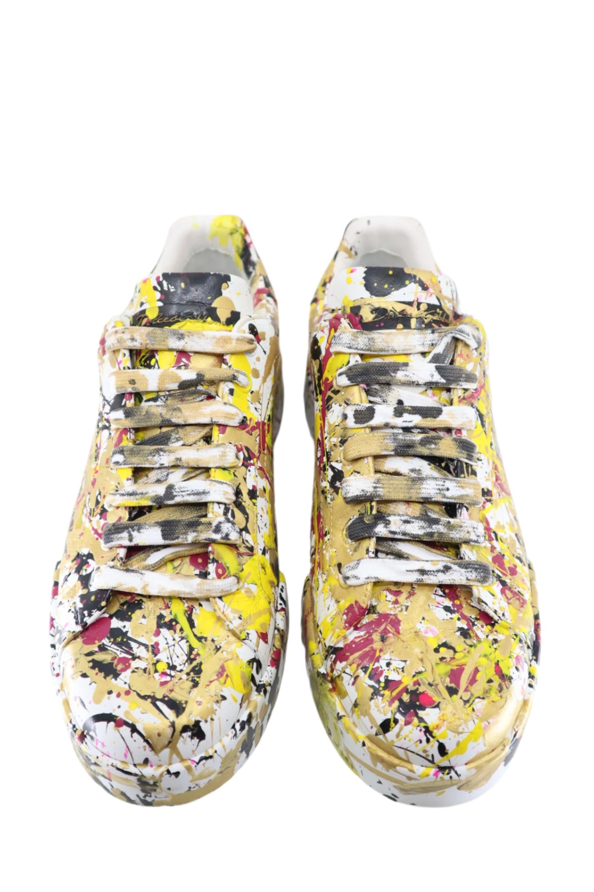 Bunter Dolce & Gabbana Sneaker mit Farbspritzer-Design aus Leder Größe 41