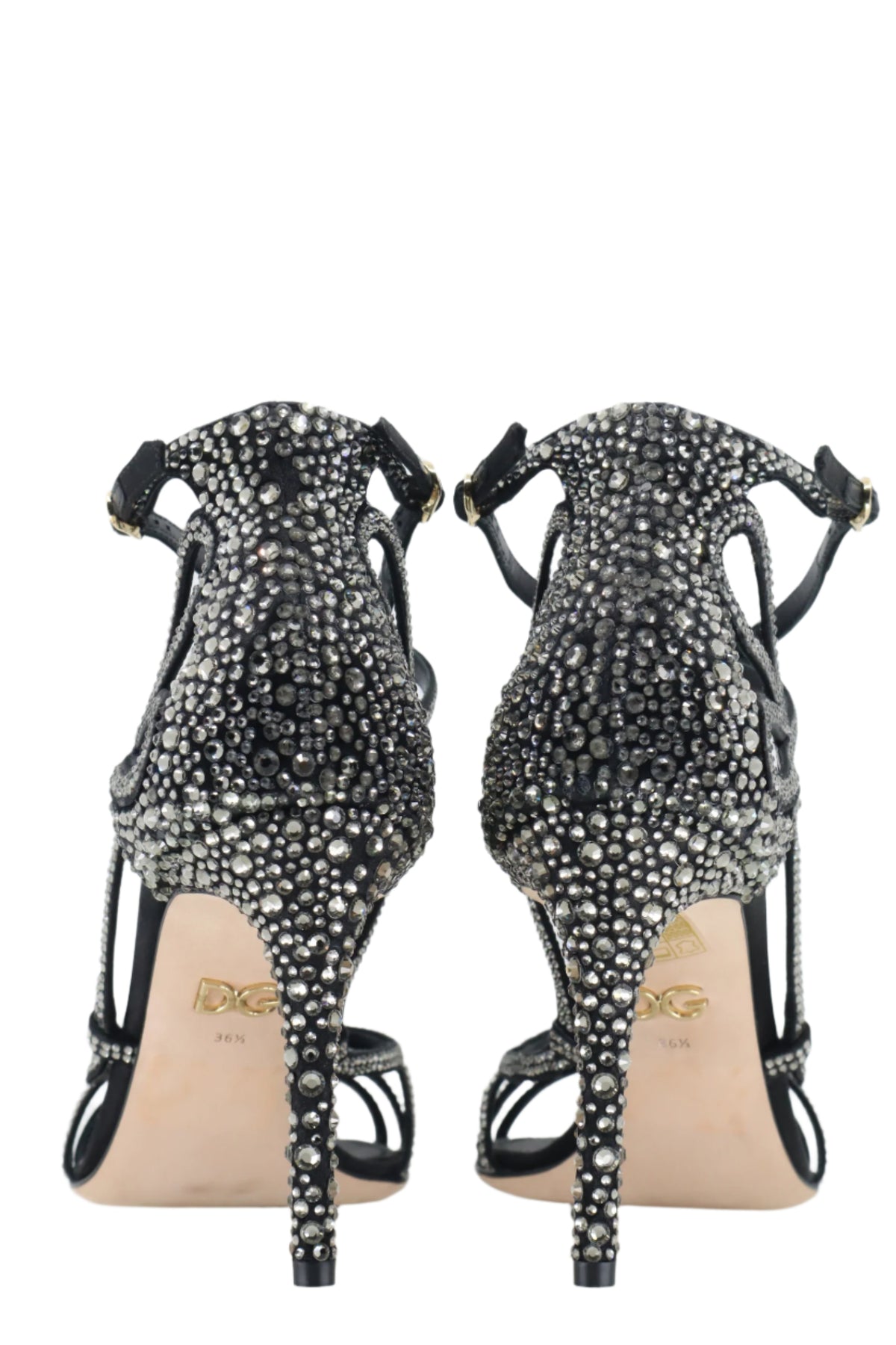 Dolce & Gabbana Sandalen mit schwarzem Velours und Strass in Größe 36,5