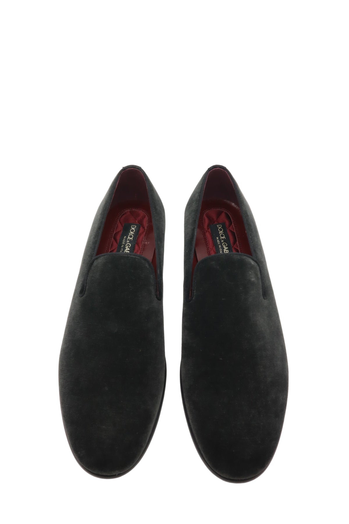 Dolce & Gabbana Herren-Slipper aus Veloursleder in Dunkelgrün Größe 43