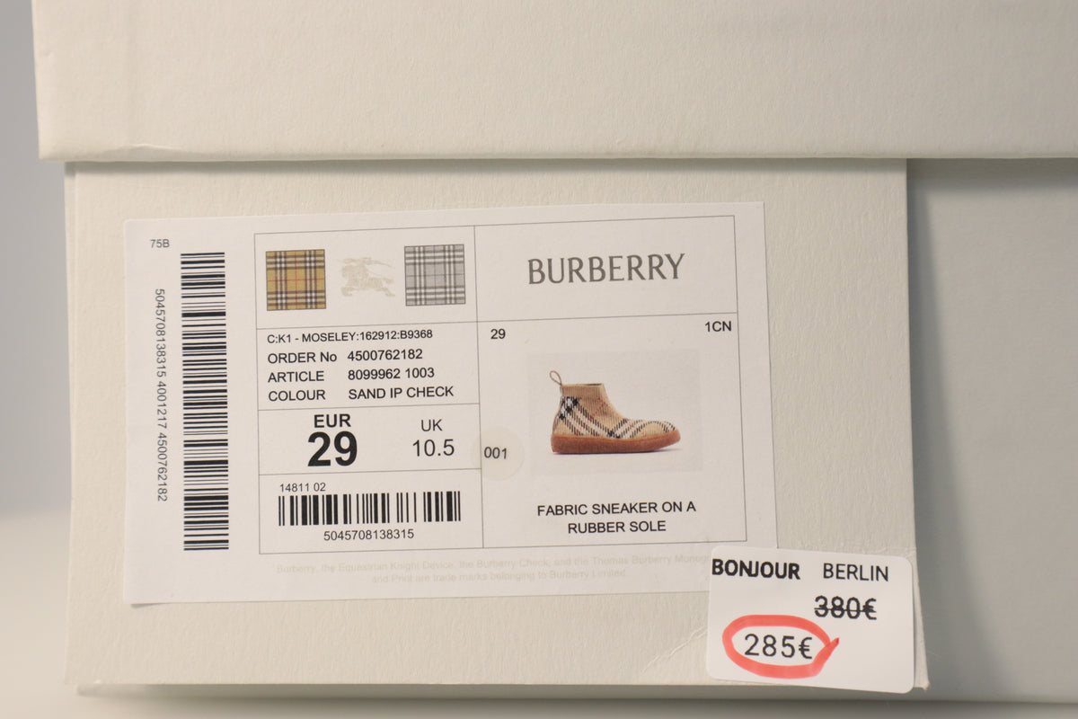 Burberry High-Top Sneaker – Echtheitsnachweis