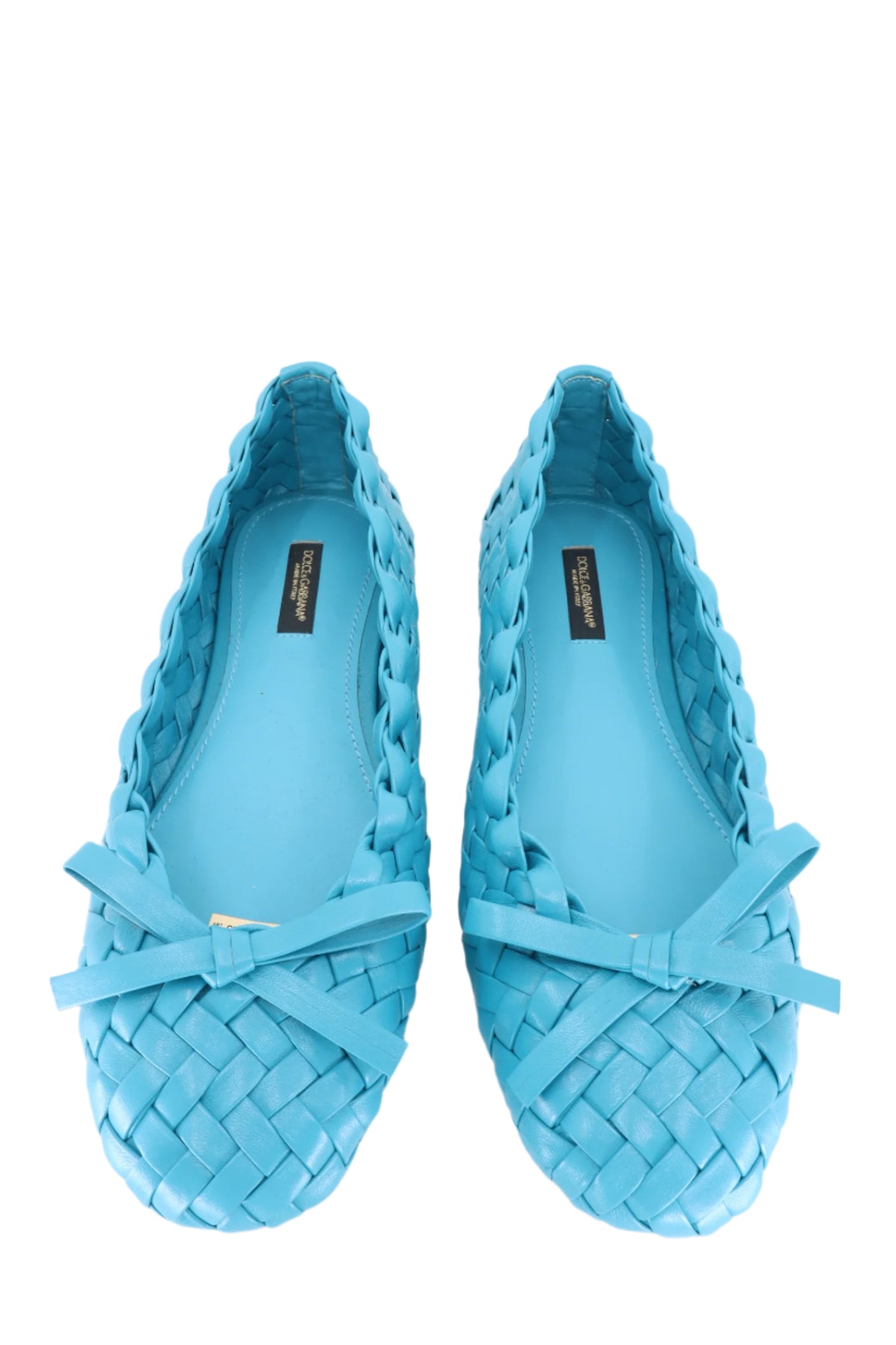 Dolce & Gabbana Ballerinas aus türkisem Leder mit Schleife