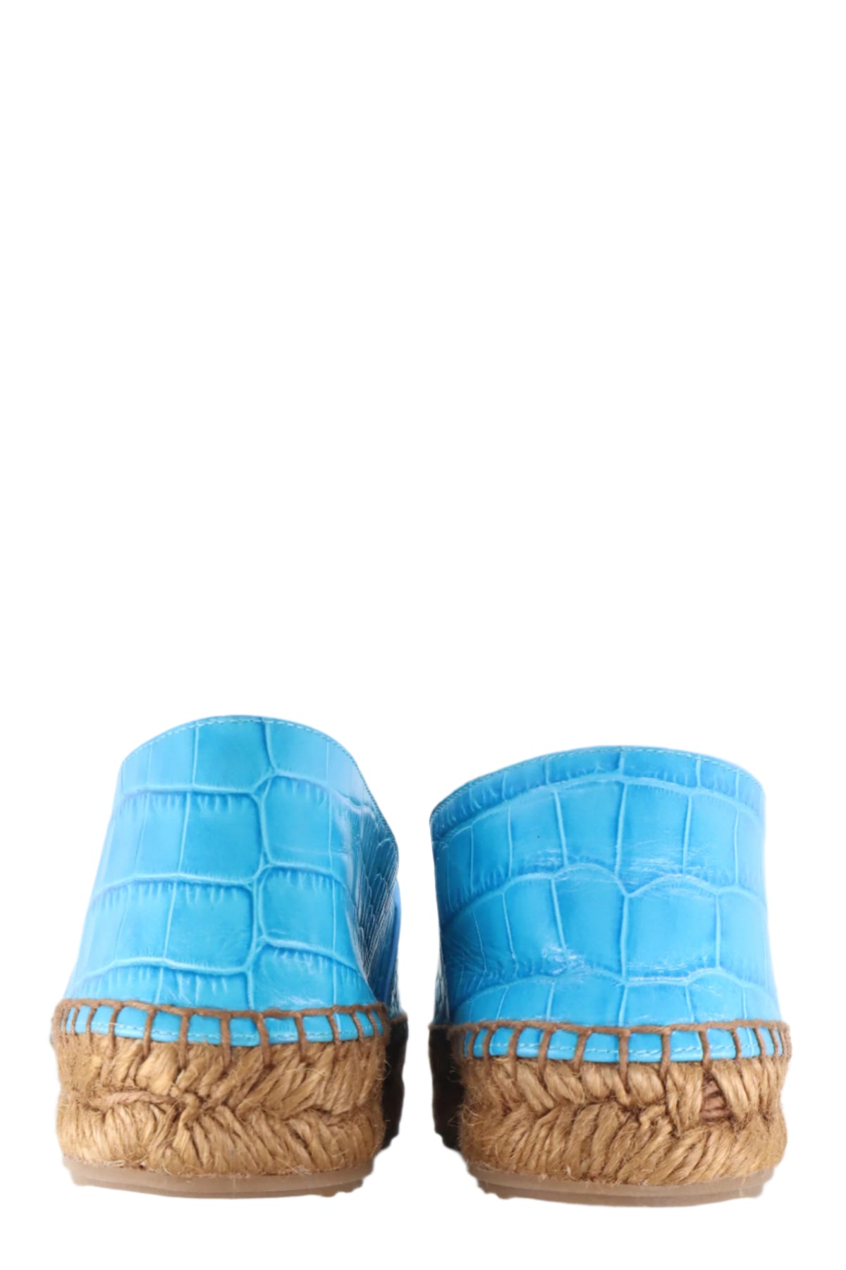 Dolce & Gabbana Espadrilles in Türkis mit Krokoprägung und Bastsohle Größe 39