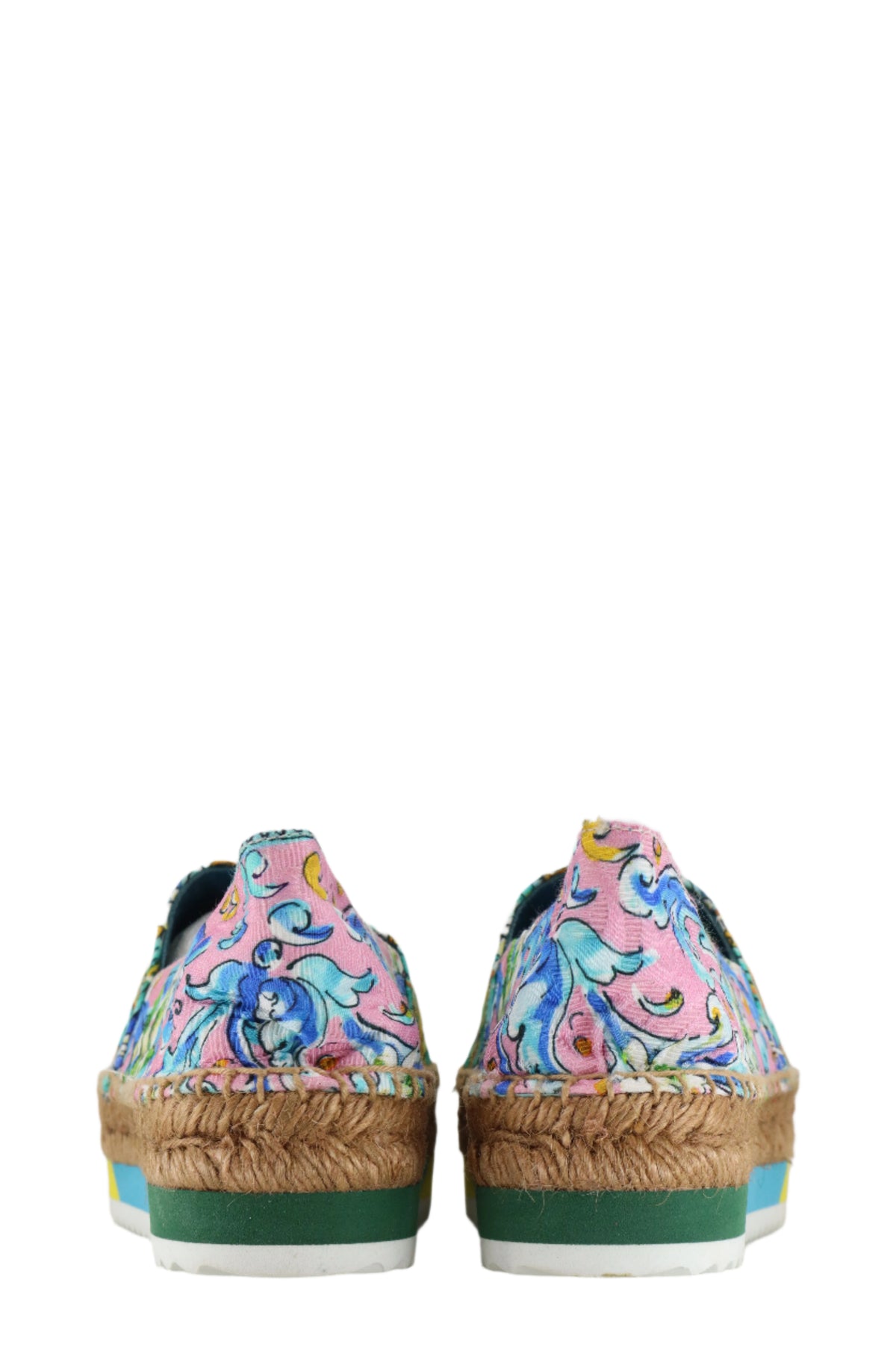 Bunte Dolce & Gabbana Espadrilles mit Majolika-Muster, Bastsohle und farbiger Gummisohle
