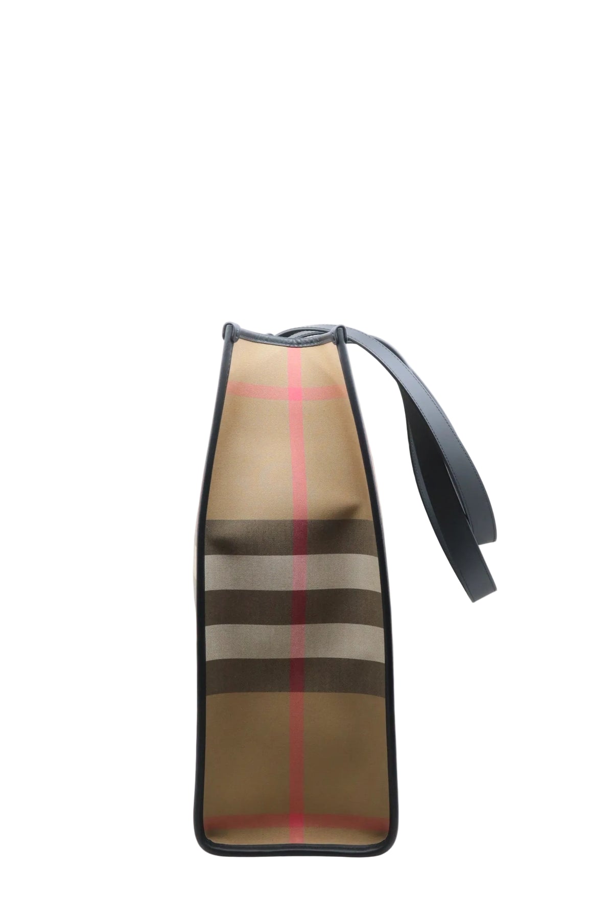 Burberry Shopper Tasche im beigen Karomuster mit dunklen Lederhenkeln