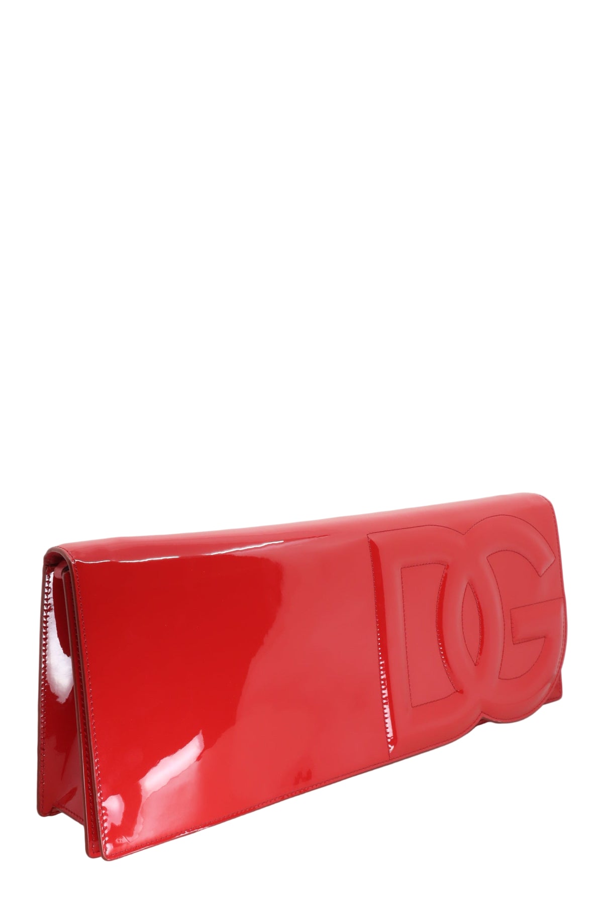 Dolce & Gabbana Clutch Tasche aus rotem Lackleder mit DG Logo
