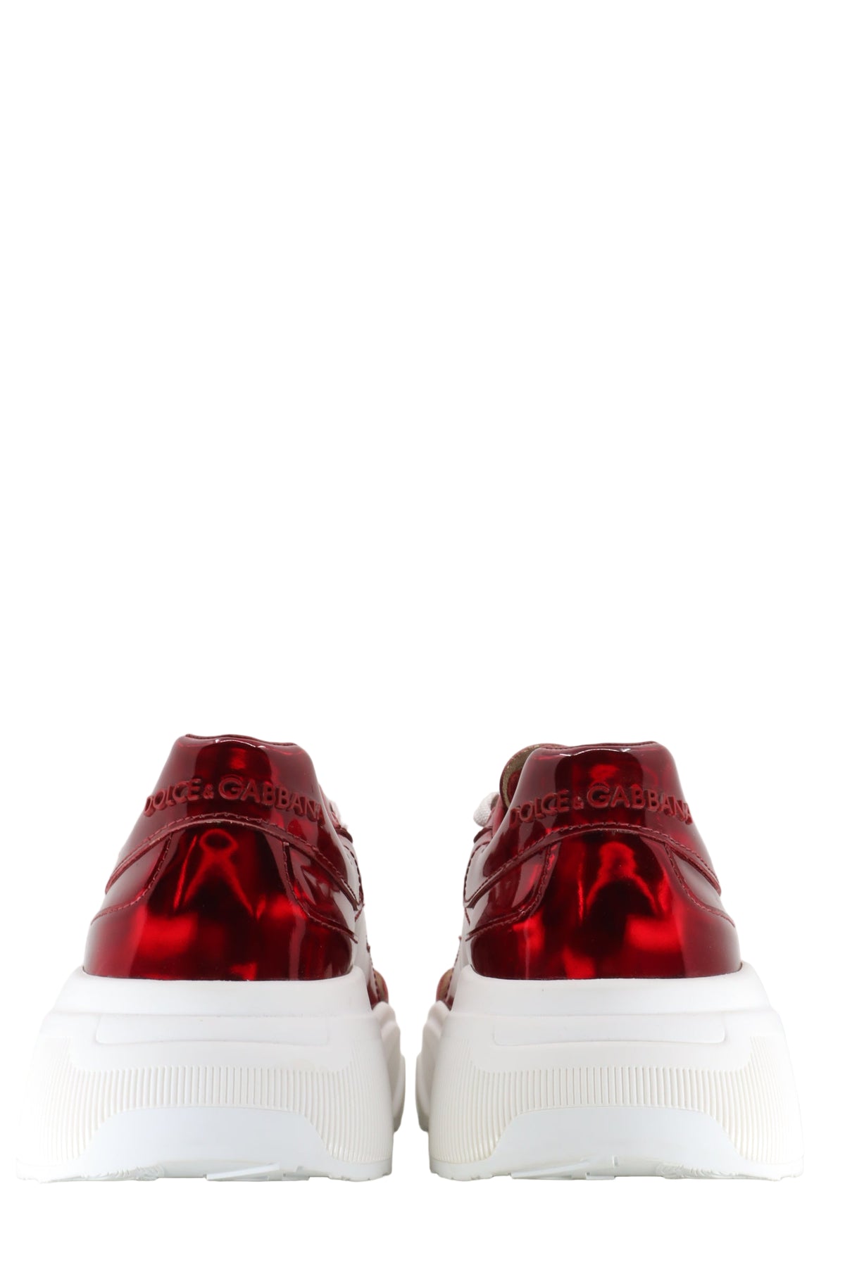 Dolce & Gabbana Chunky Sneaker in Metallic-Rot mit weißer Sohle und 3D-Logo, Größe 39