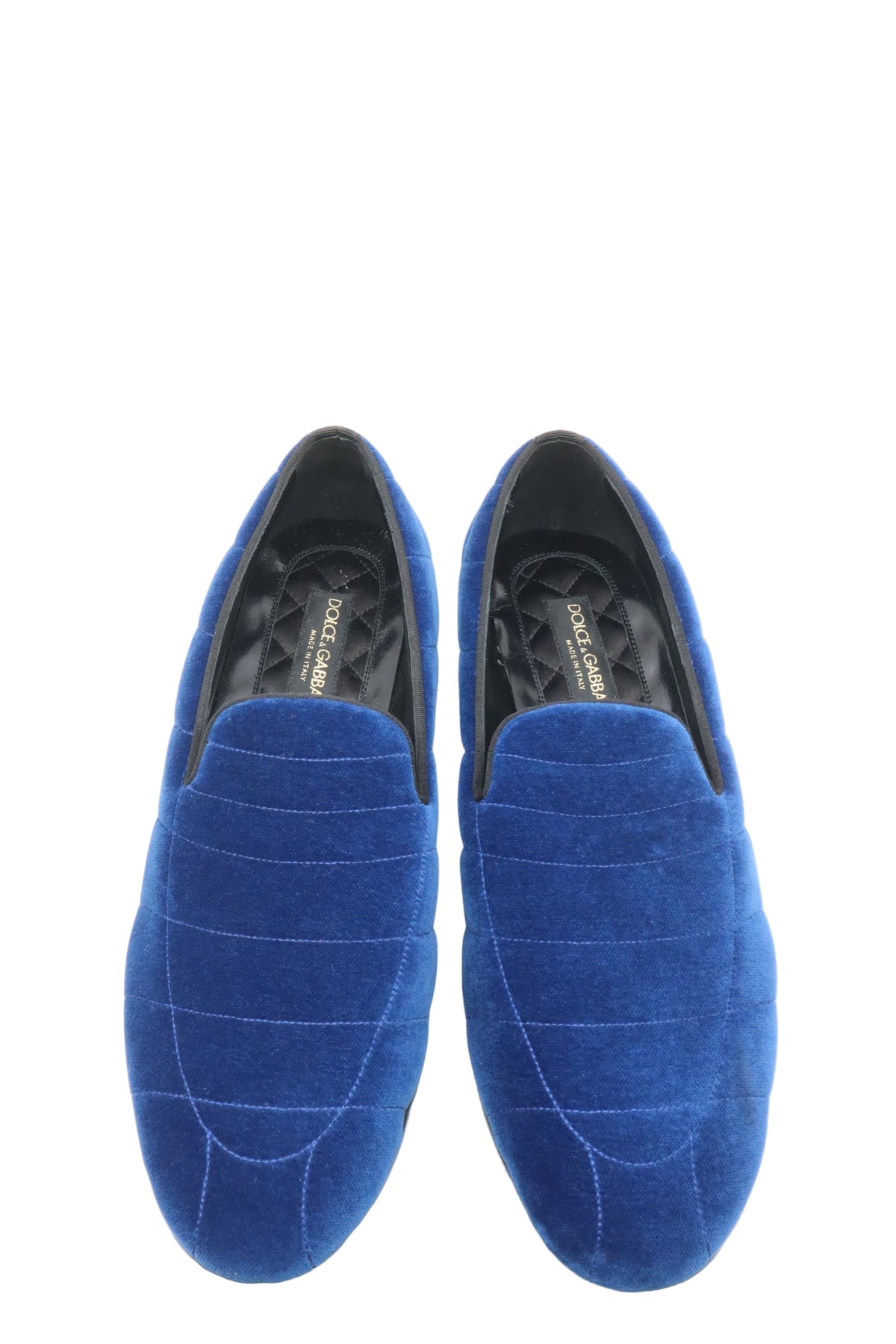 Dolce & Gabbana Slipper aus blauem Samt – Größe 44