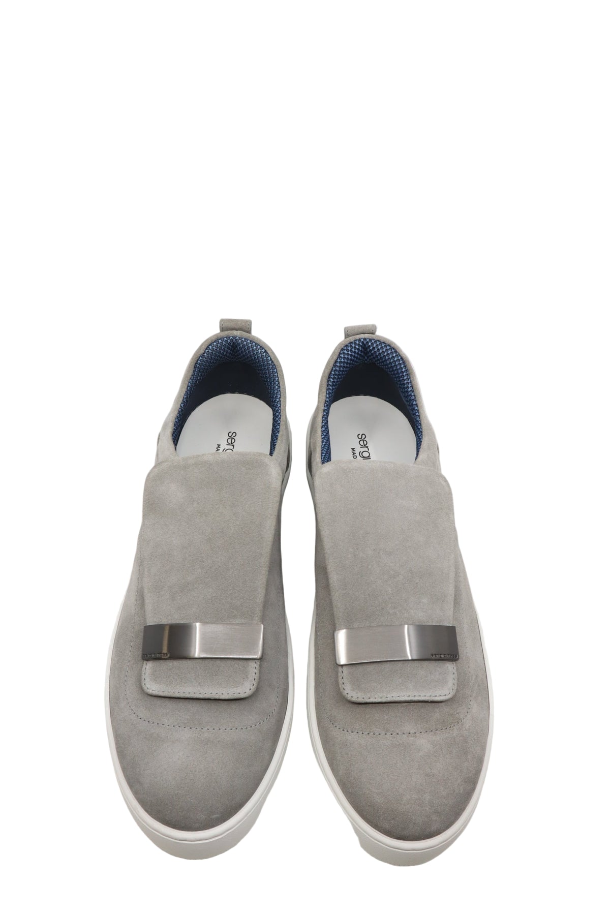 Sergio Rossi Sneaker in Taupe aus Veloursleder mit weißer Sohle und breitem Klettverschluss, Größe 46