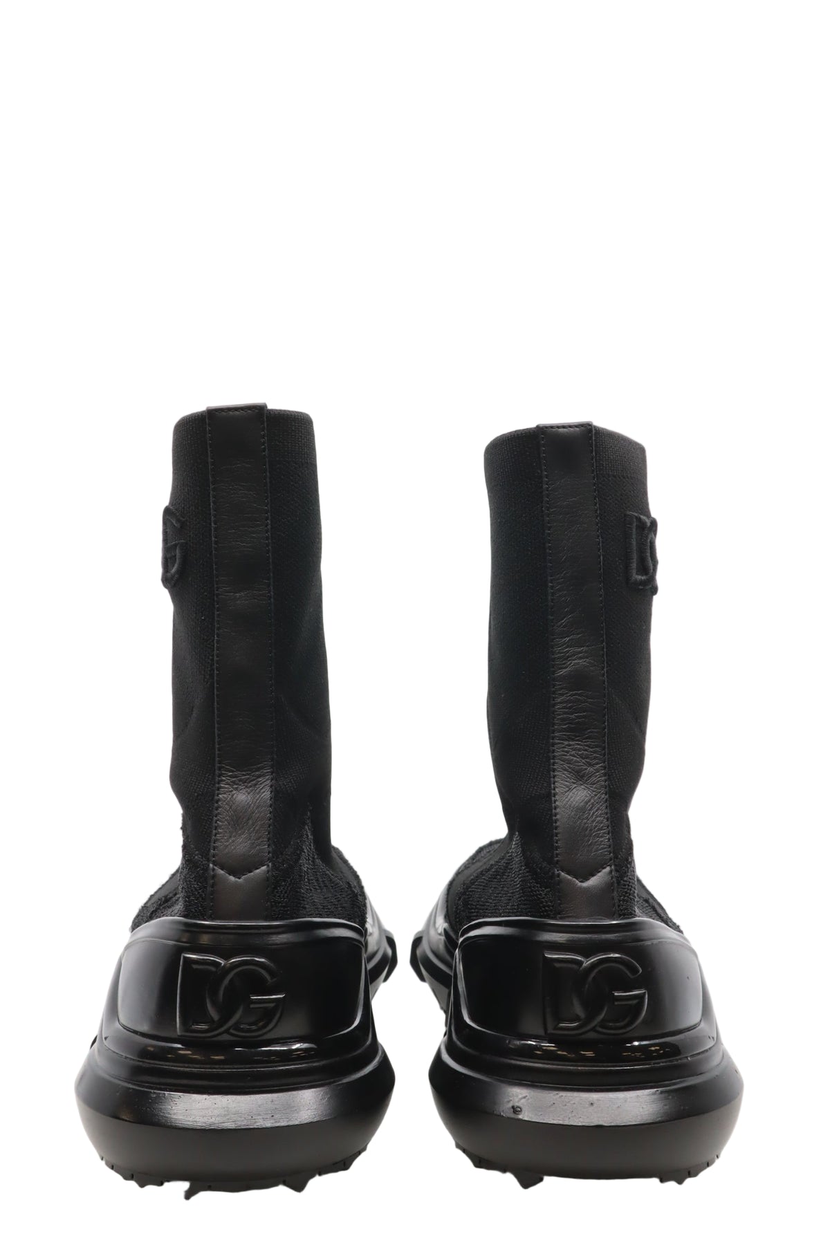 Schwarzer Dolce & Gabbana Sock Boot Sneaker mit hoher Profilsohle und elastischem Schaft, Größe 44