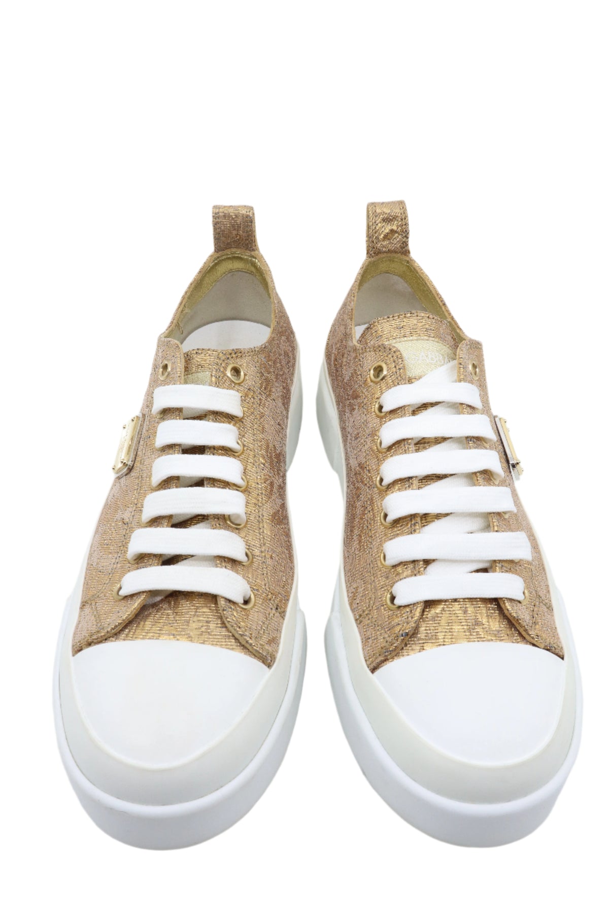Goldfarbener Dolce & Gabbana Sneaker mit weißer Plateausohle und Metallic-Finish