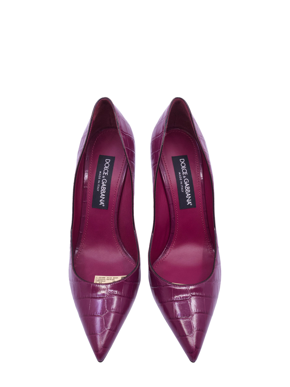 Dolce & Gabbana High Heels in Bordeaux mit Kroko-Optik und spitzer Form Größe 41
