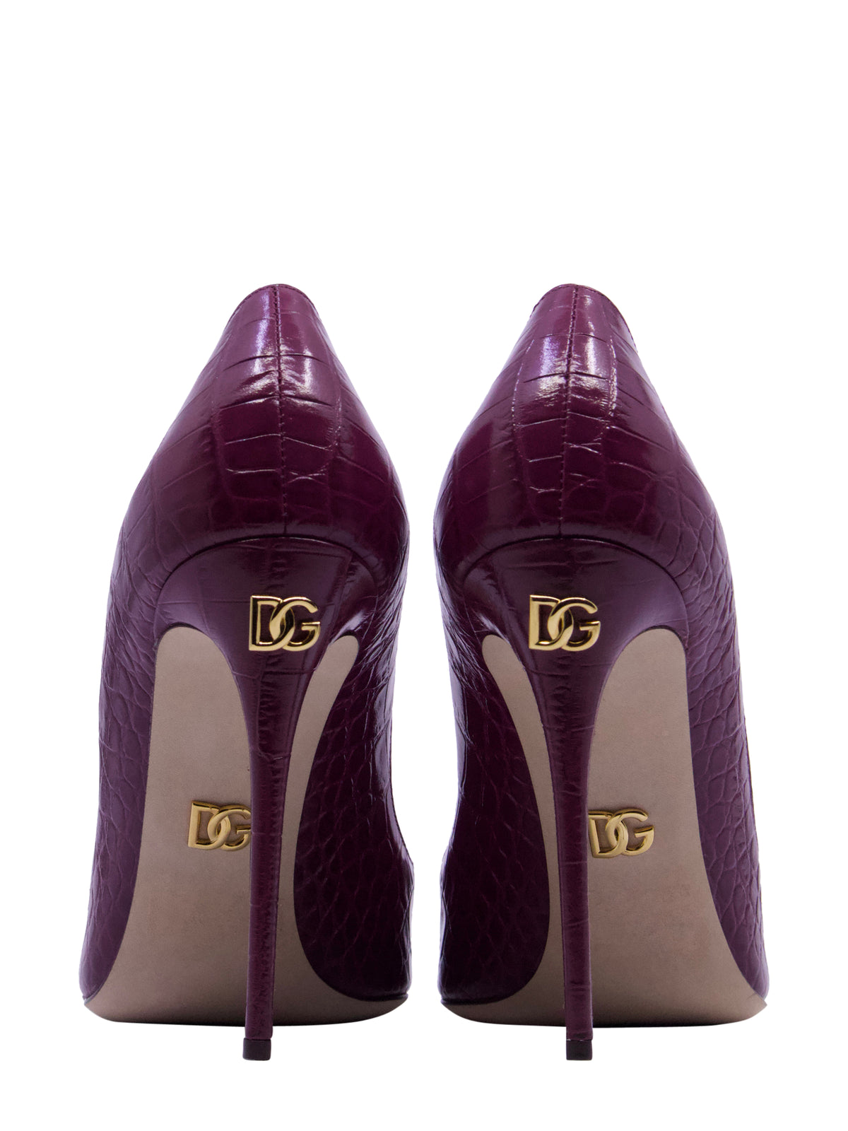 Dolce & Gabbana High Heels in Bordeaux mit Kroko-Optik und spitzer Form Größe 41