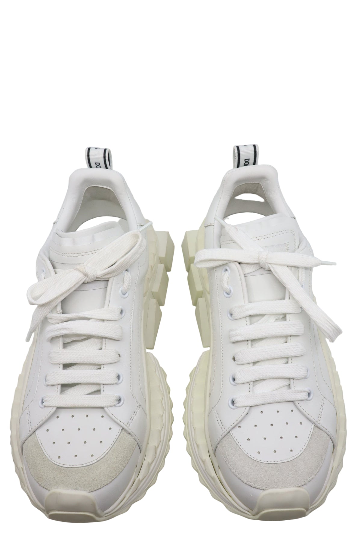 Weiße Dolce & Gabbana Sneaker mit futuristischer Profilsohle und Logo an der Ferse